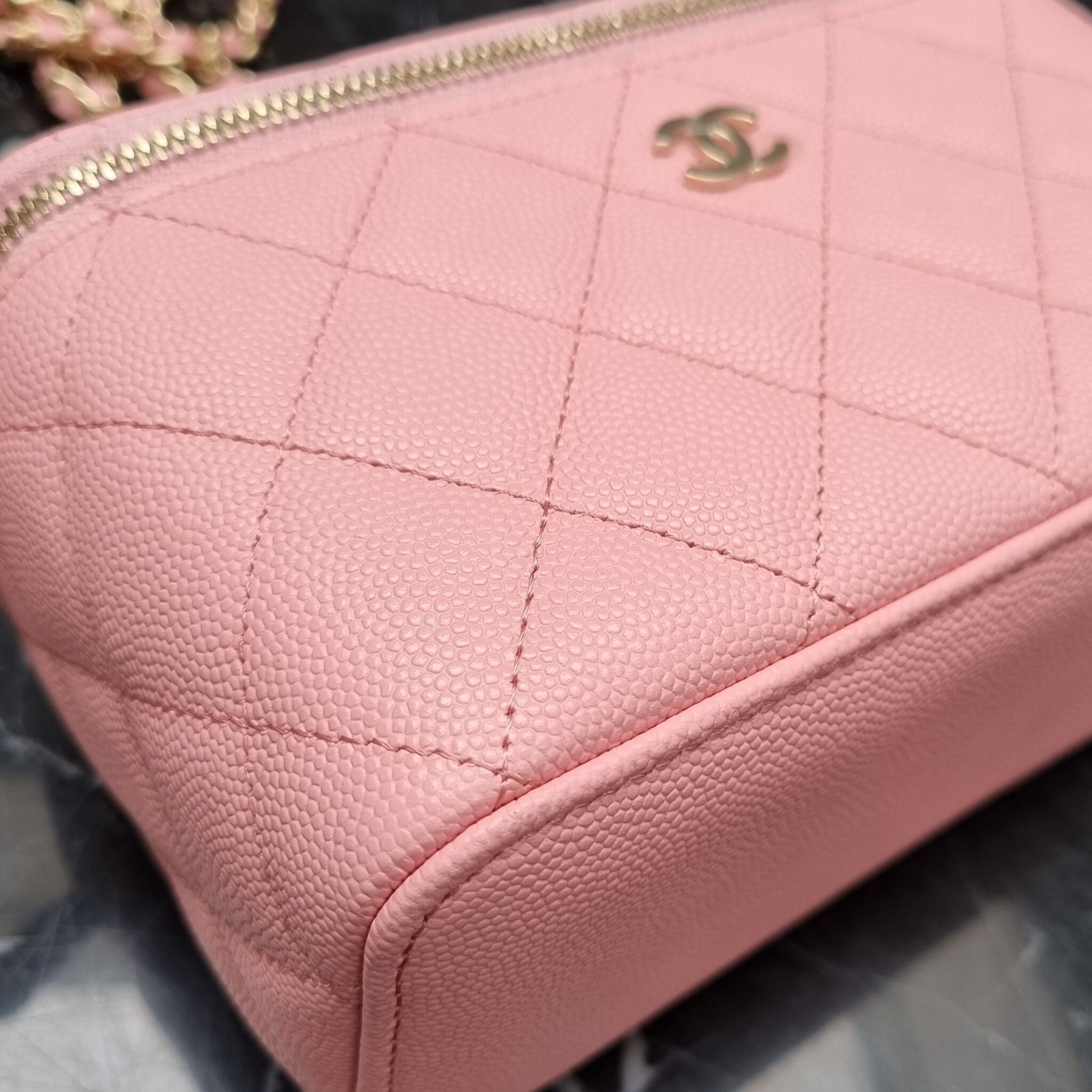 Chanel 22P Vanity Bag, Caviar, Pink GHW - Laulay Luxury
