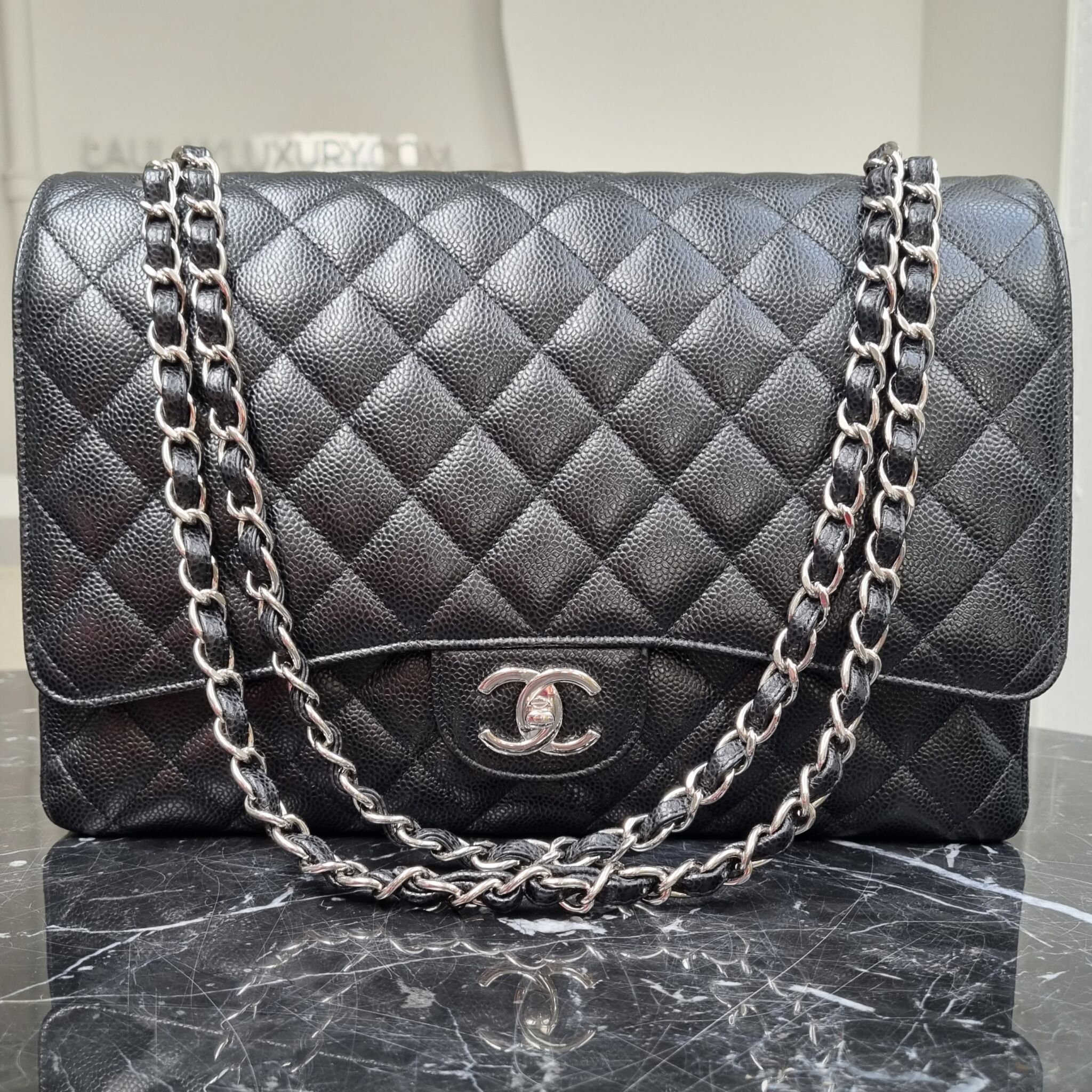 Chanel Maxi Classic Flap, Caviar, Black SHW - Laulay Luxury