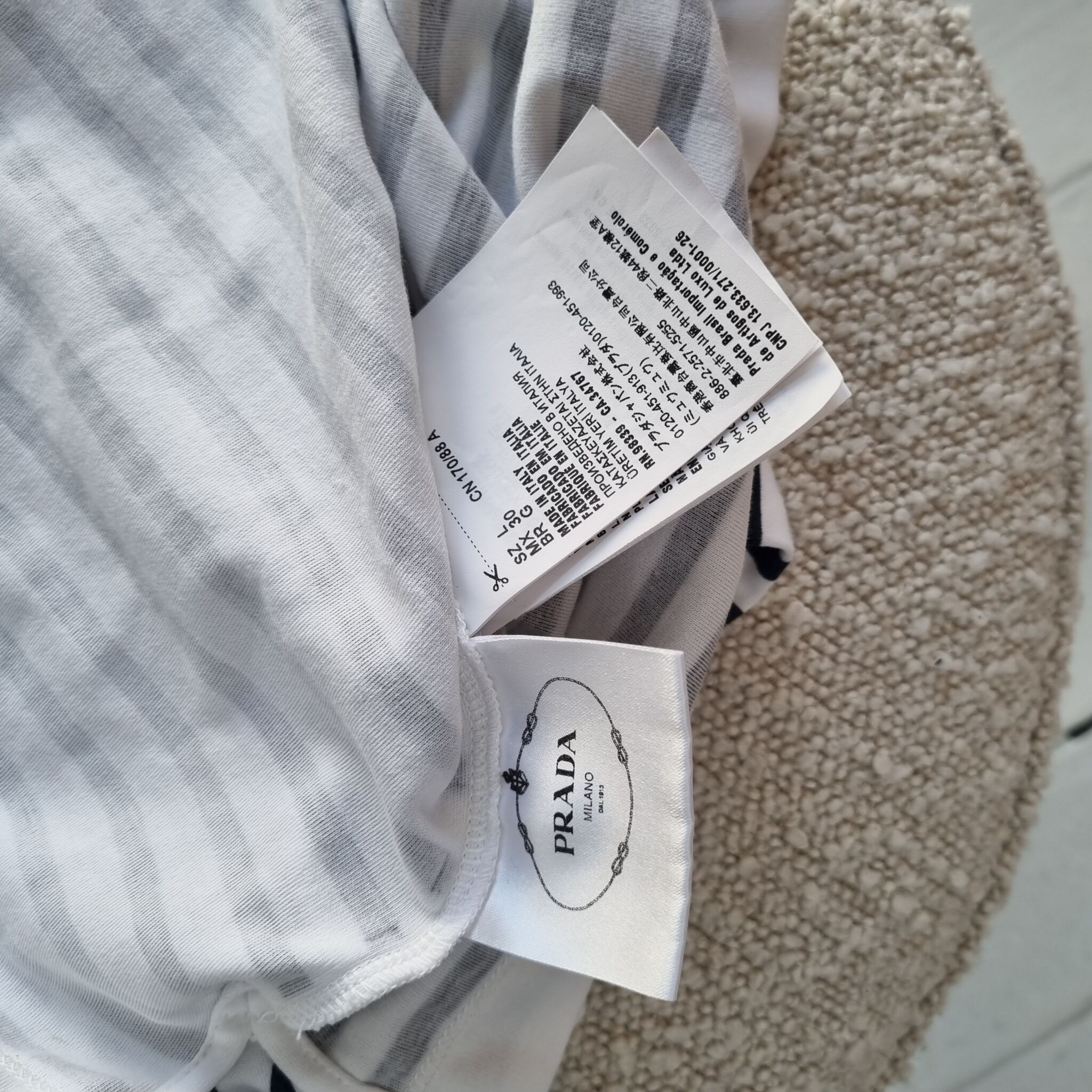 Prada Printed Interlock T-Shirt, Cotton, Navy/Black, L - Laulay Luxury