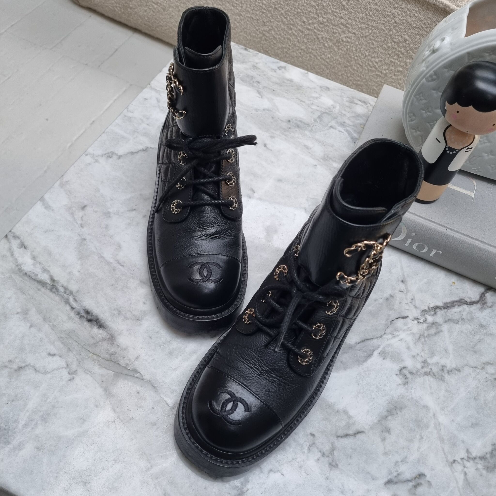 Chanel Combat Boots, Black,  - Laulay Luxury