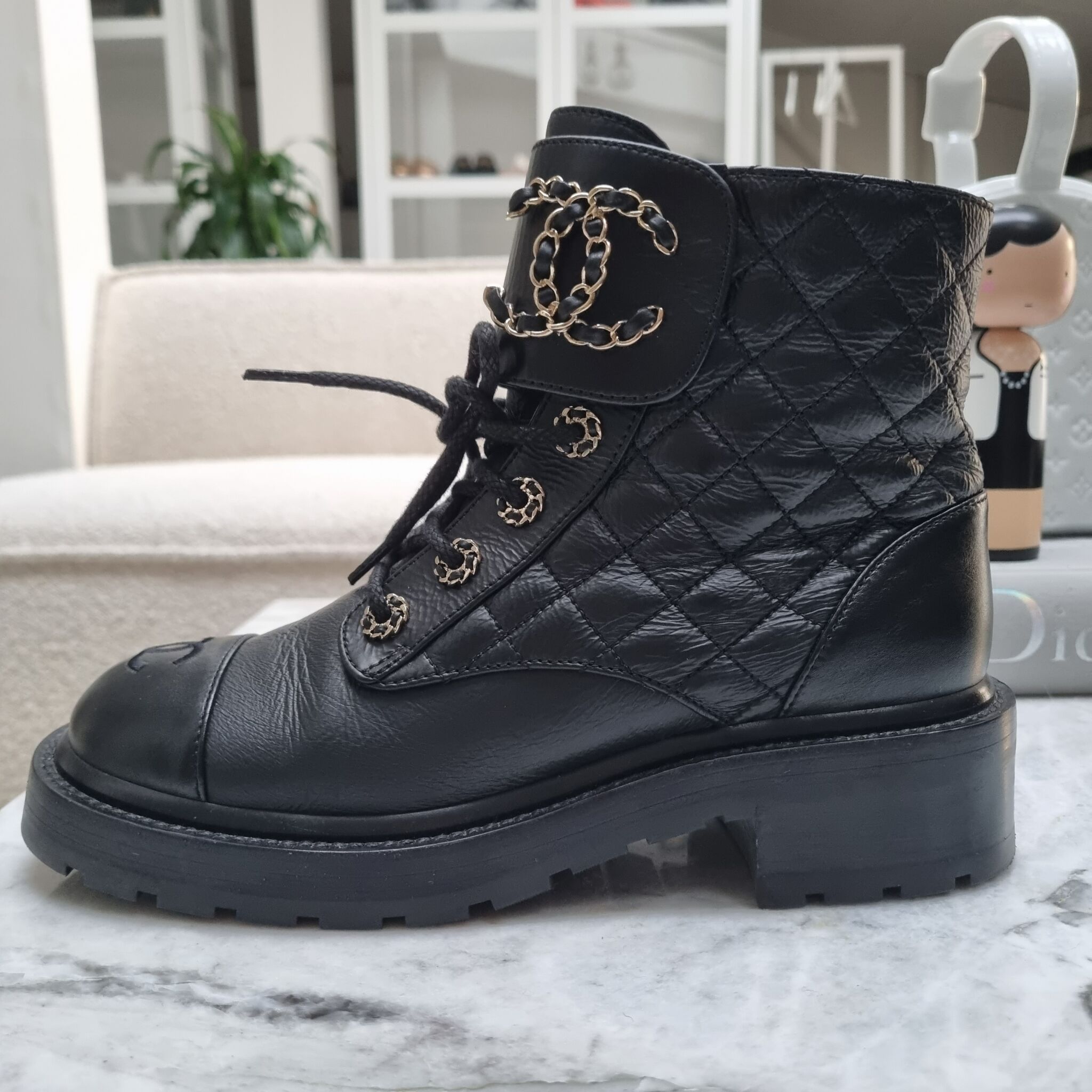Chanel Combat Boots, Black,  - Laulay Luxury