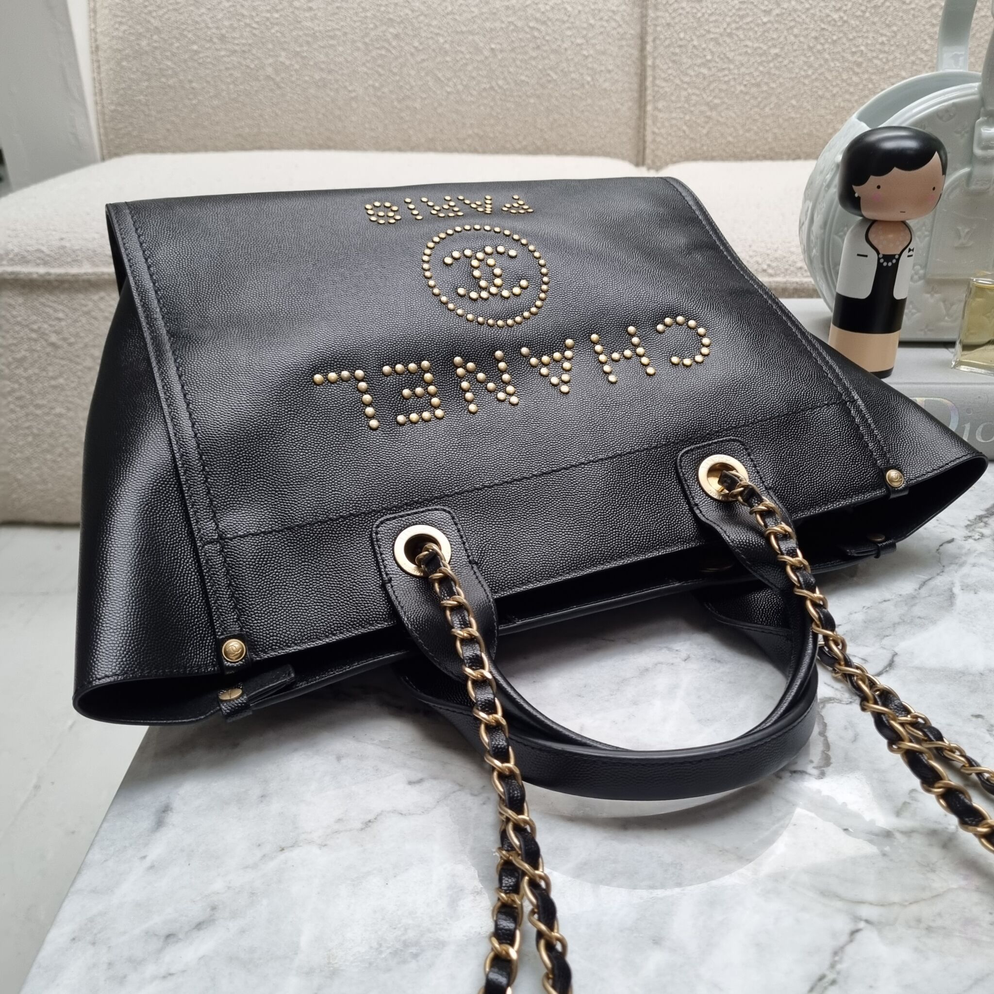 Chanel Studded Deauville Navy Medium Handbag – iPawniShop