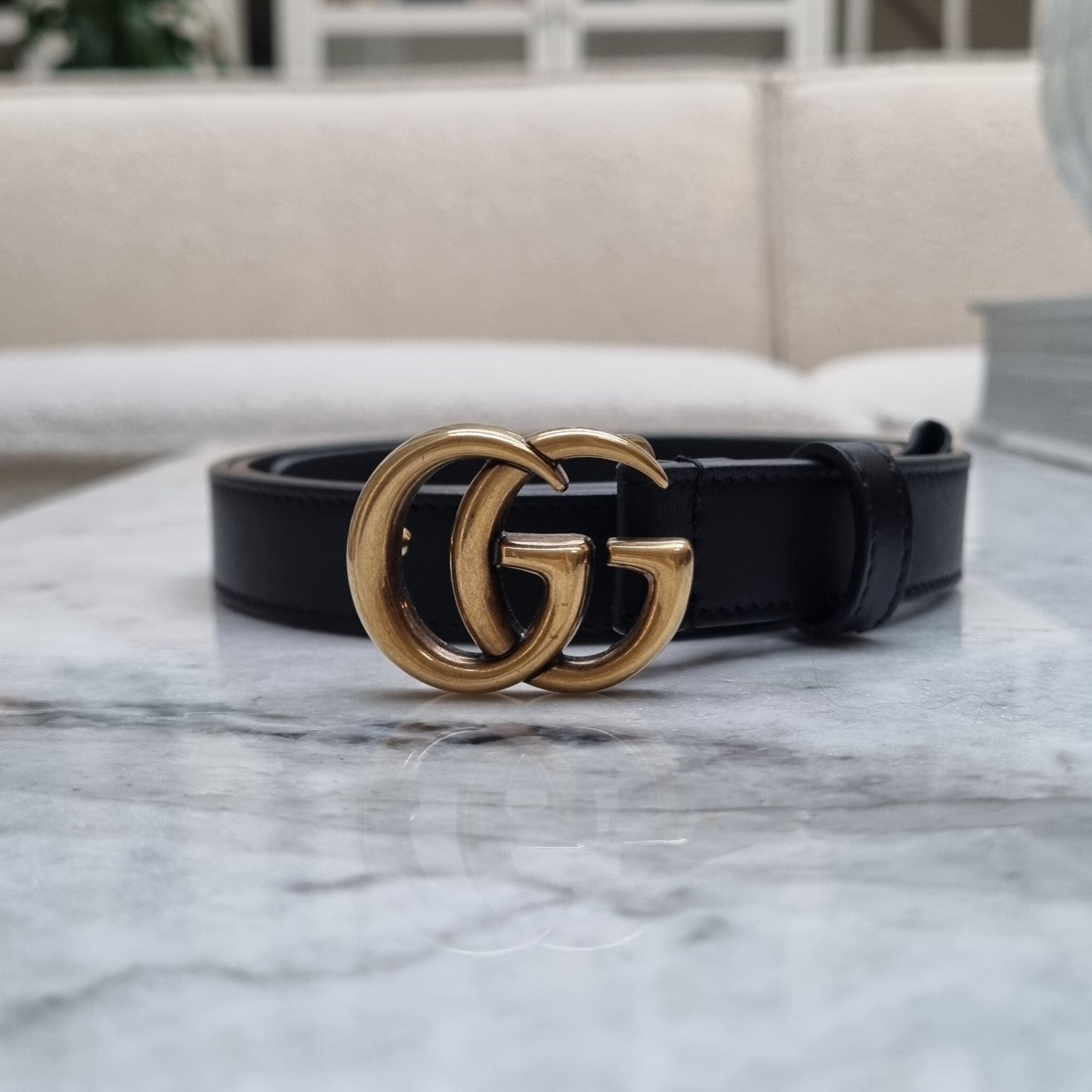 blæk regering svælg Gucci Belt With Double G Buckle, Sort, 85 - Laulay Luxury