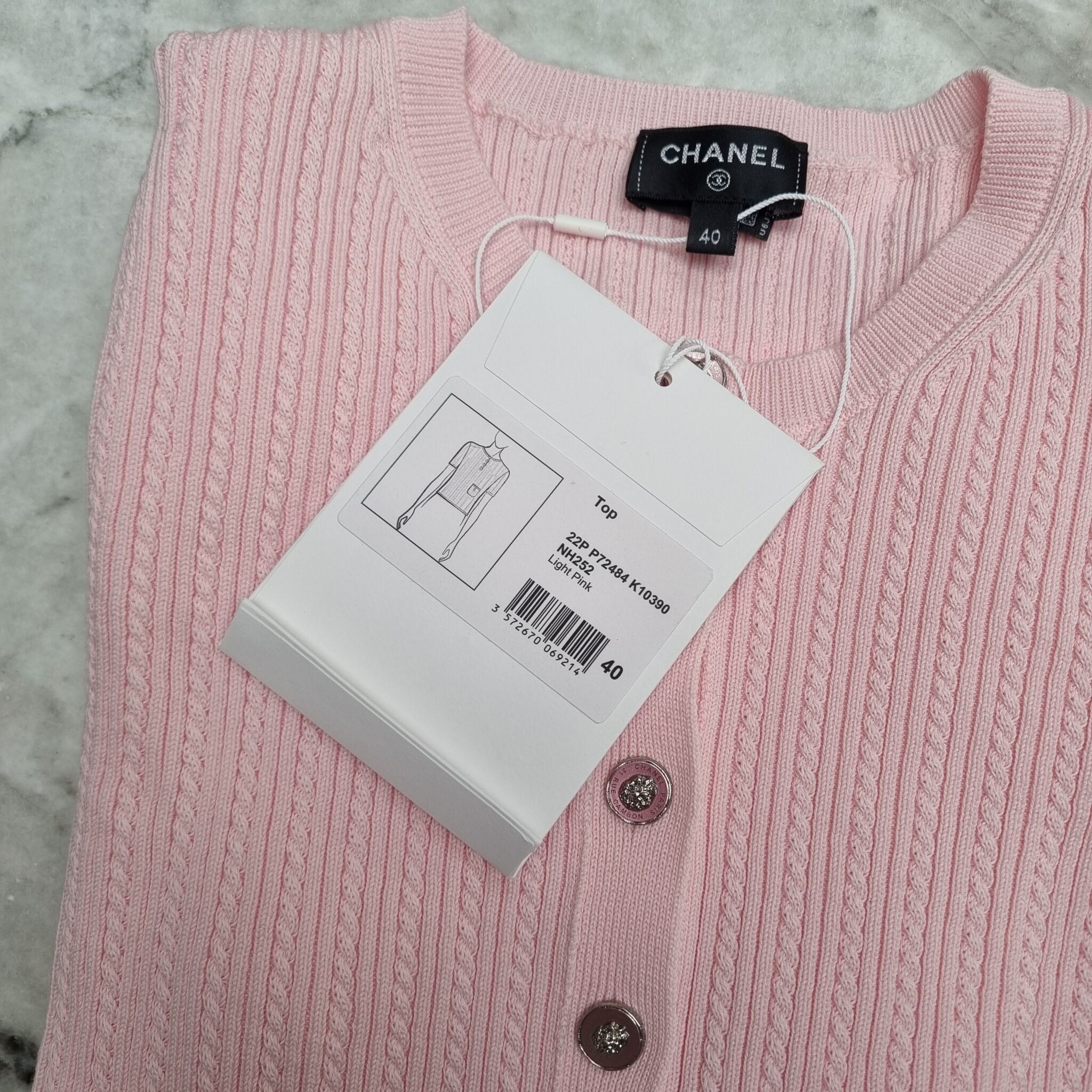Chanel 22P T-shirt, Cotton, Light Pink, 40 - Laulay Luxury
