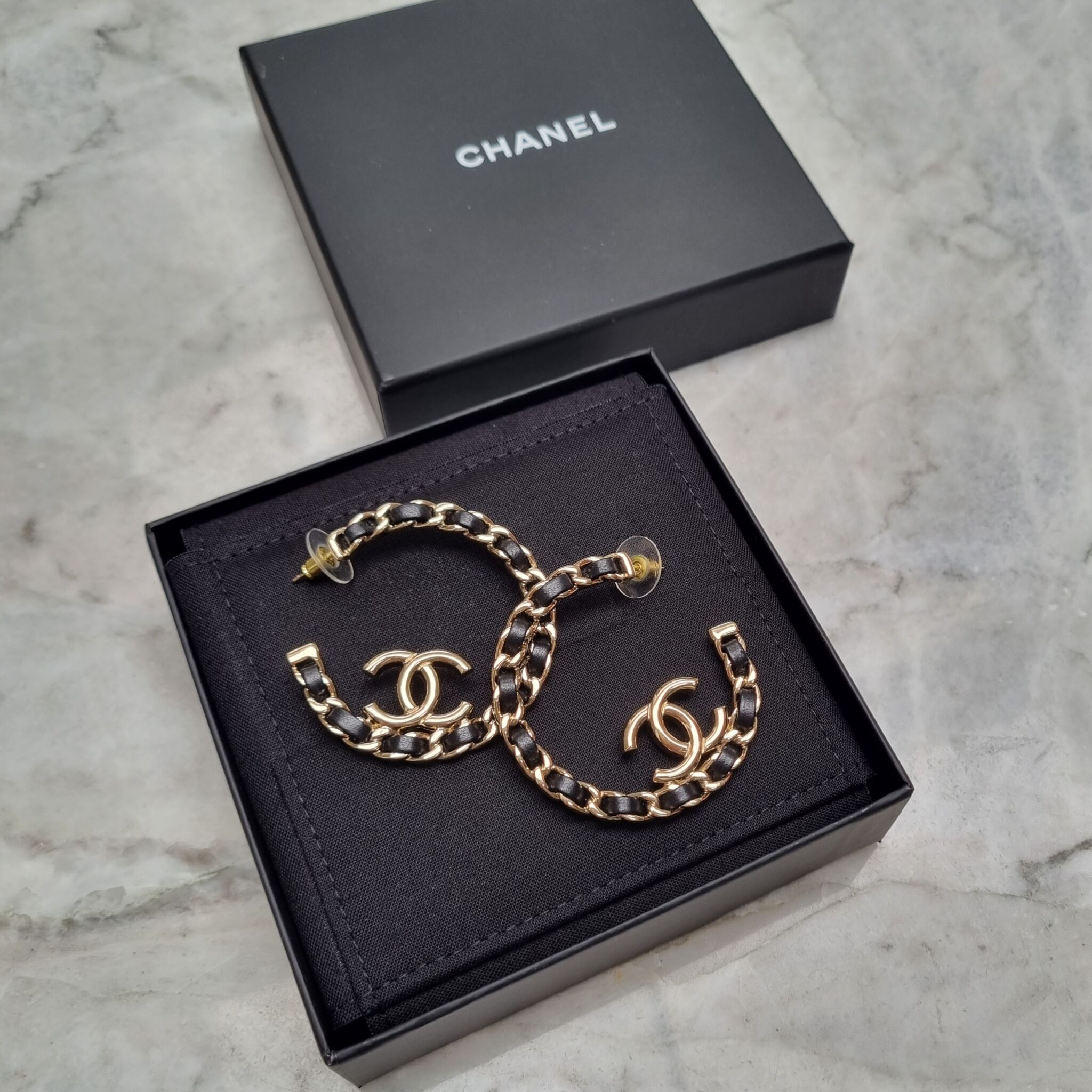 chanel earrings real gold chain