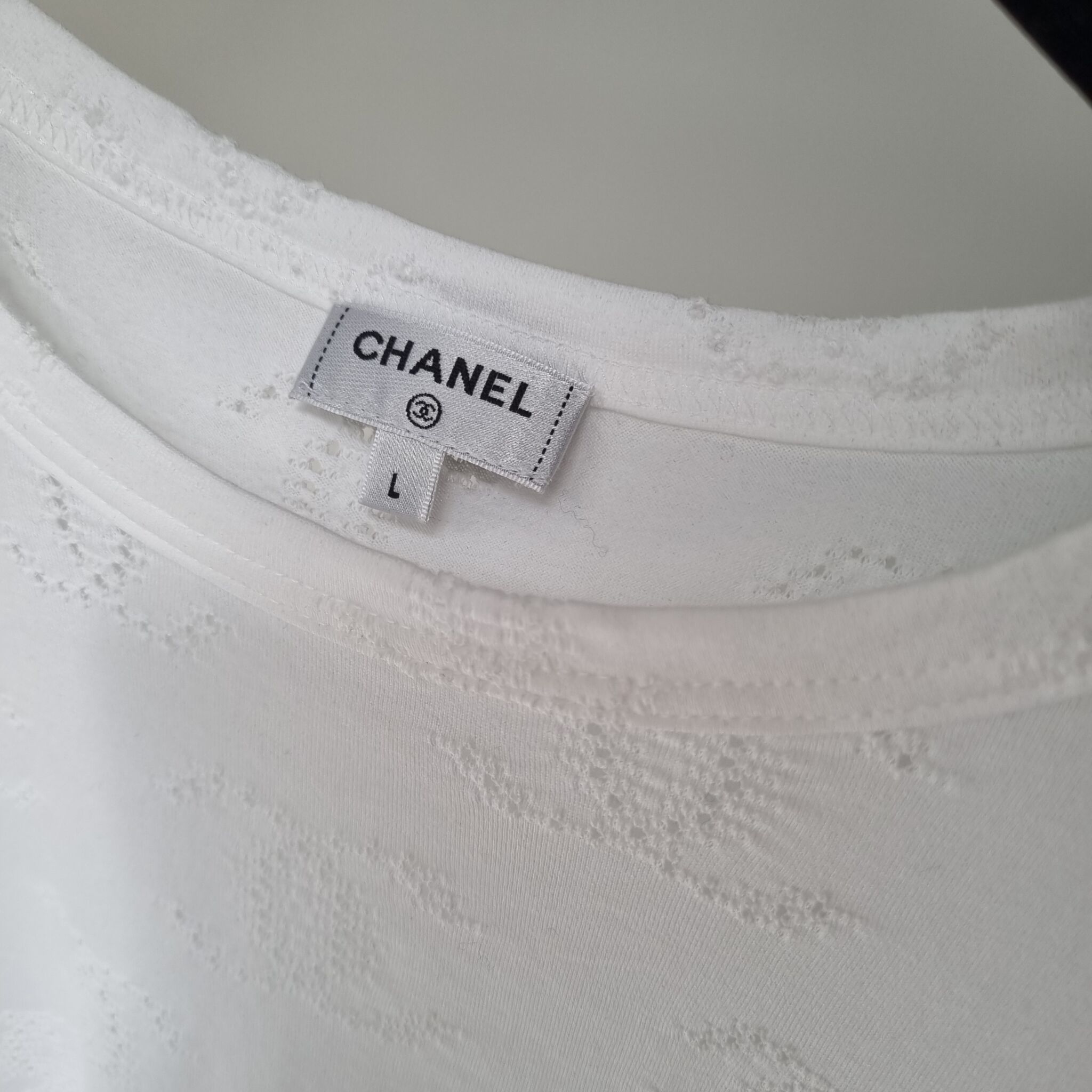 Chanel CC Cotton Tee, White, L - Laulay Luxury