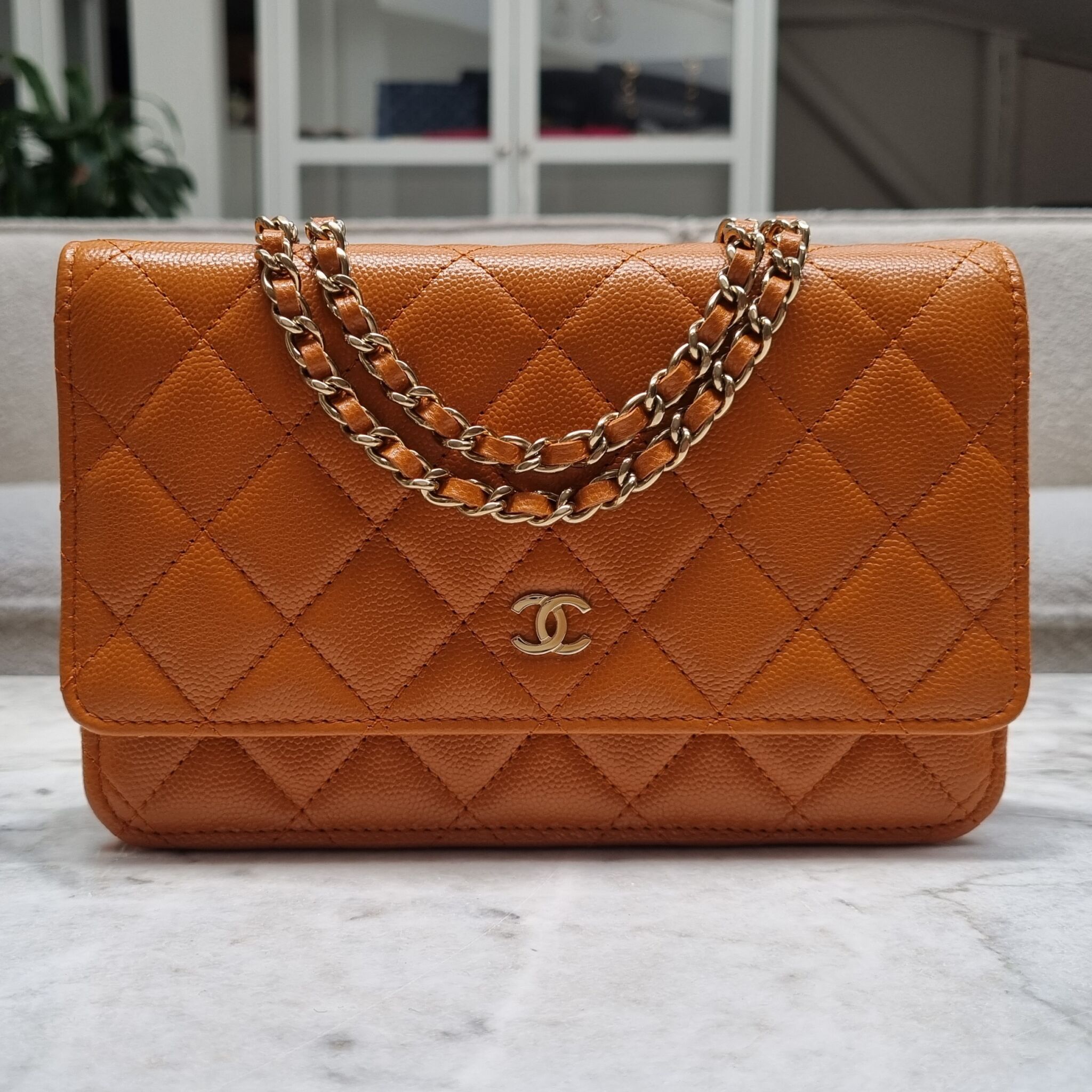 chanel classic flap bag brown new