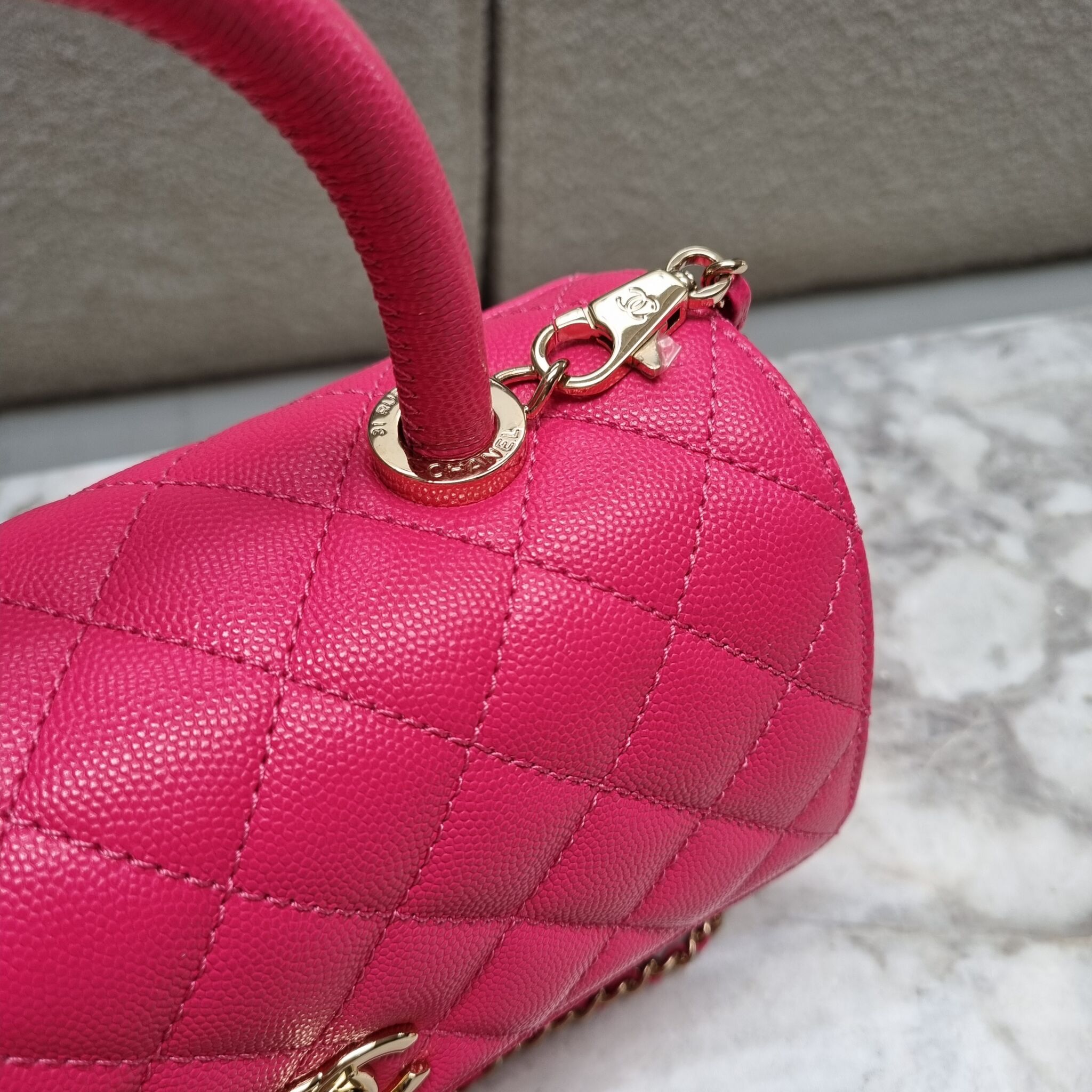 New 23C Runway CHANEL HOT Pink Patent Mini Small Vanity Crush Ball Bag  Handbag  eBay
