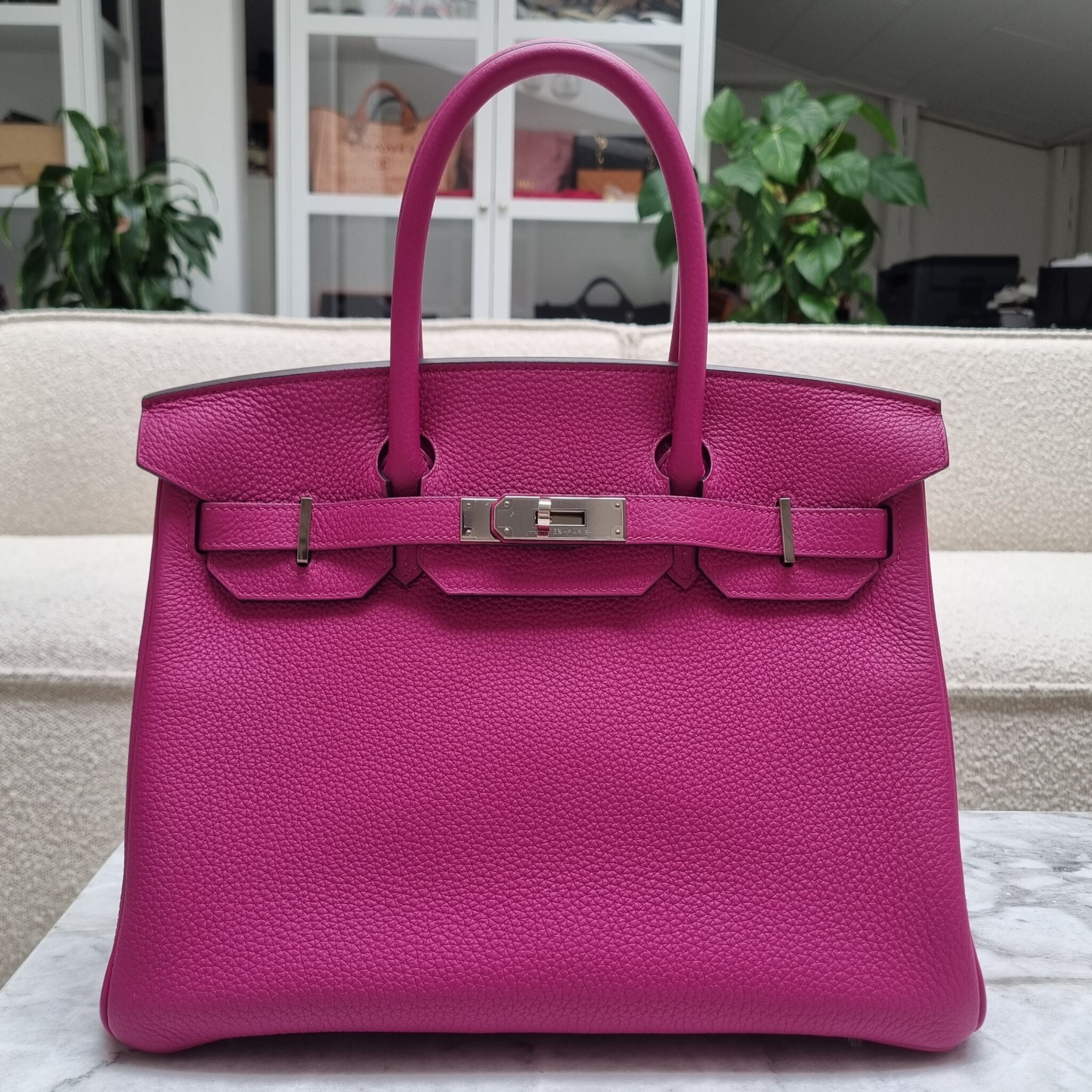 efterklang Trafikprop spænding Hermès Birkin 30, Togo, Rose Pourpre PHW - Laulay Luxury