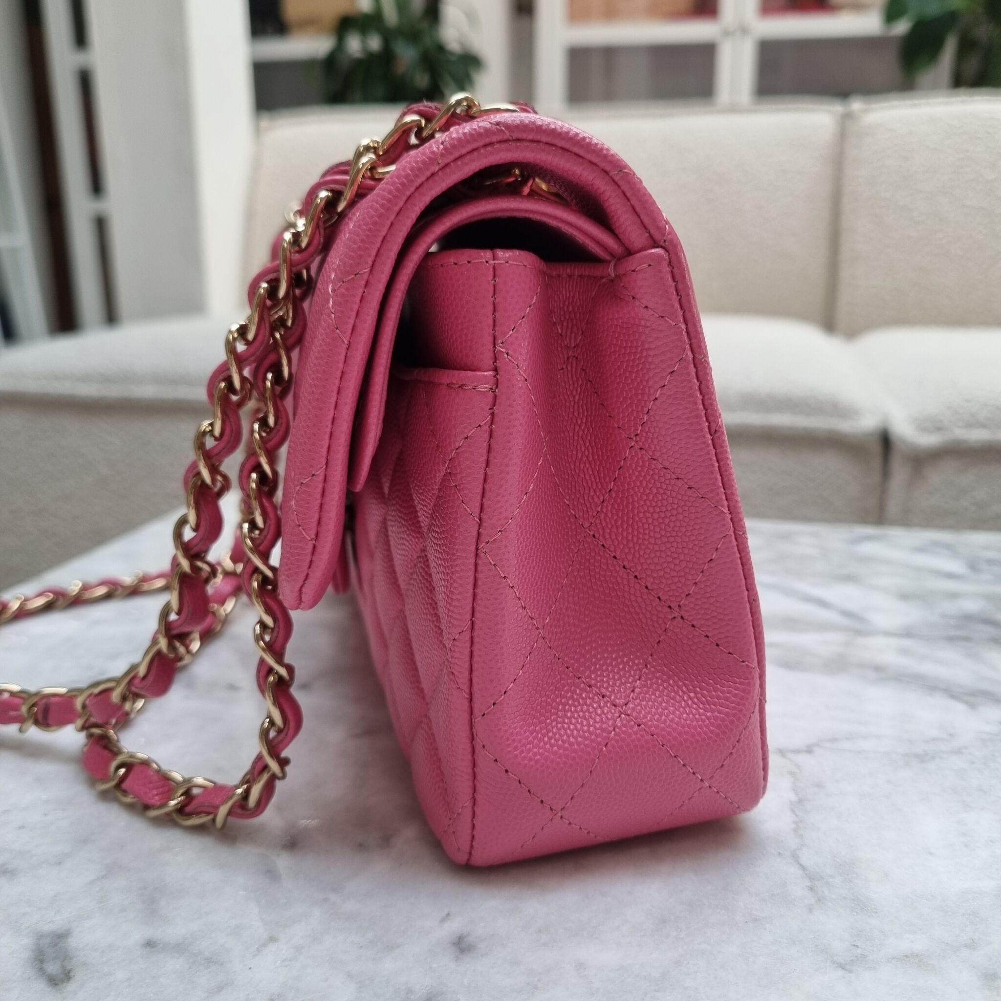 Chanel 21C Small Classic Flap, Caviar, Barbie Pink GHW - Laulay Luxury