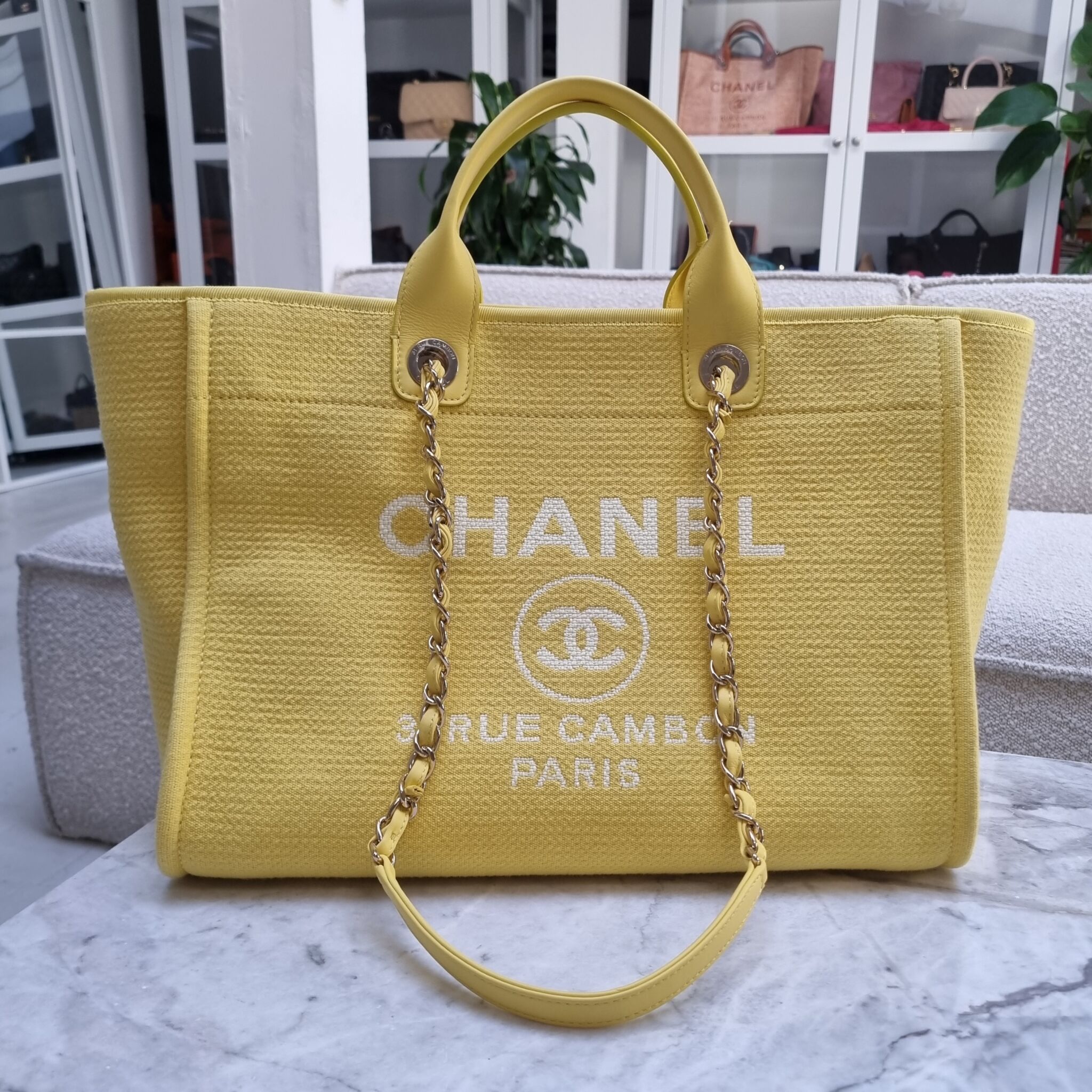 Chanel Large Deauville Shopper, Neon Pink/Orange SHW - Laulay Luxury
