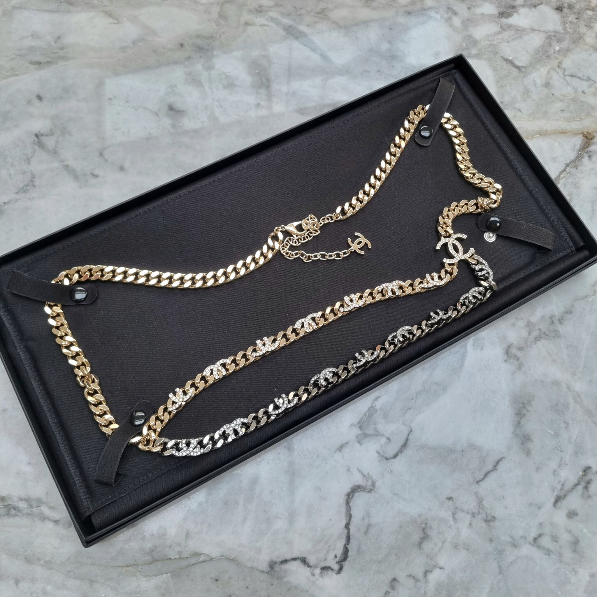 Chanel Chunky Chain Half CC Chain Belt, Gold/Silver - Laulay Luxury