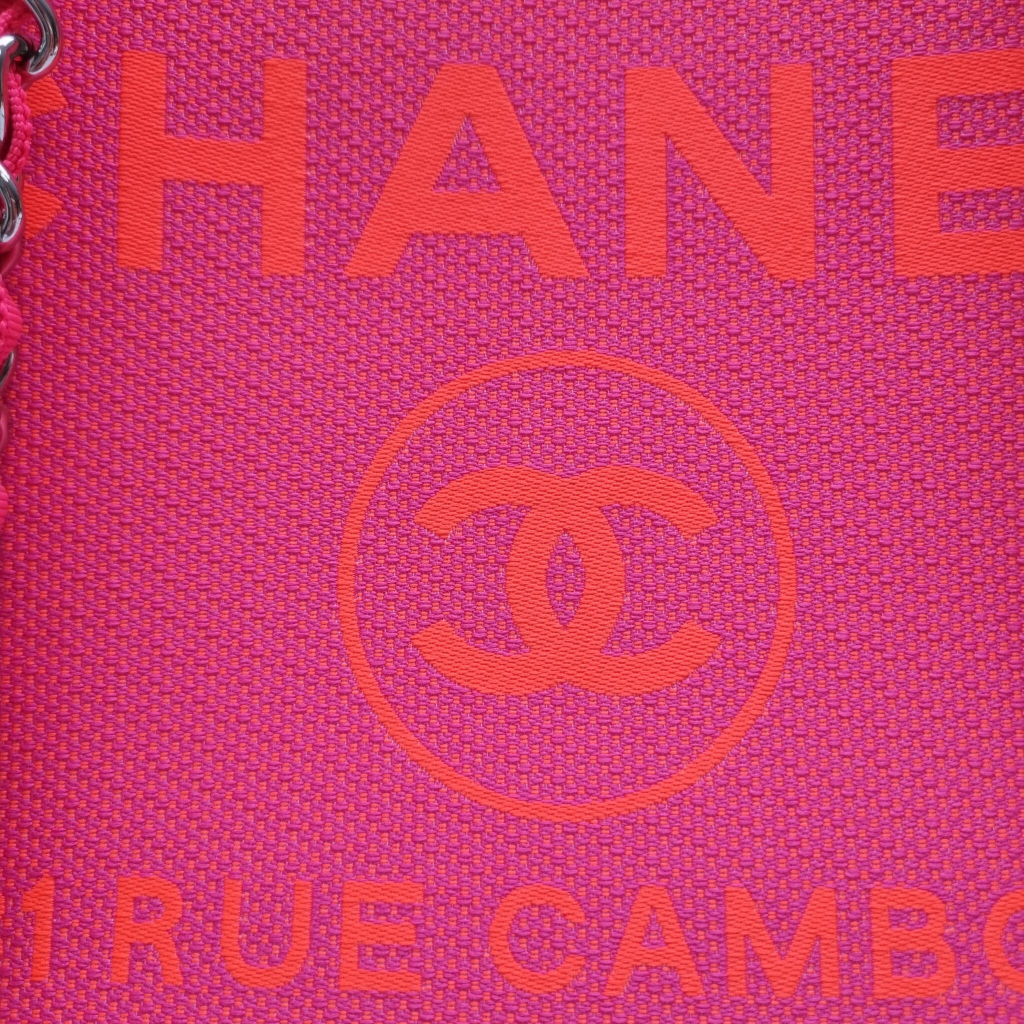 Chanel Fluo Pink Quilted Fabric Large CC Tote Bag