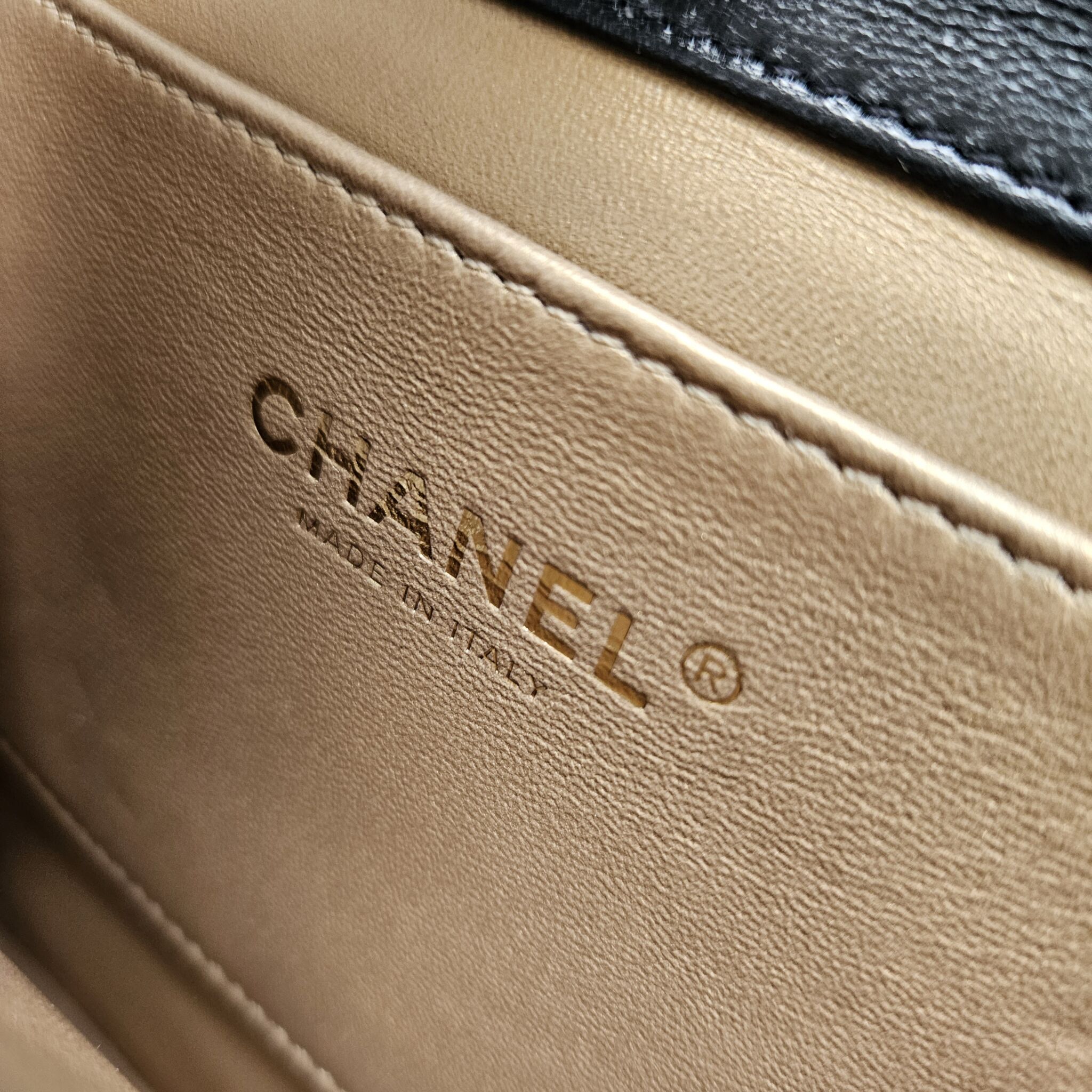 Chanel Flap Bag Calfskin Crystal Pearls  GoldTone Metal black  Nice Bag