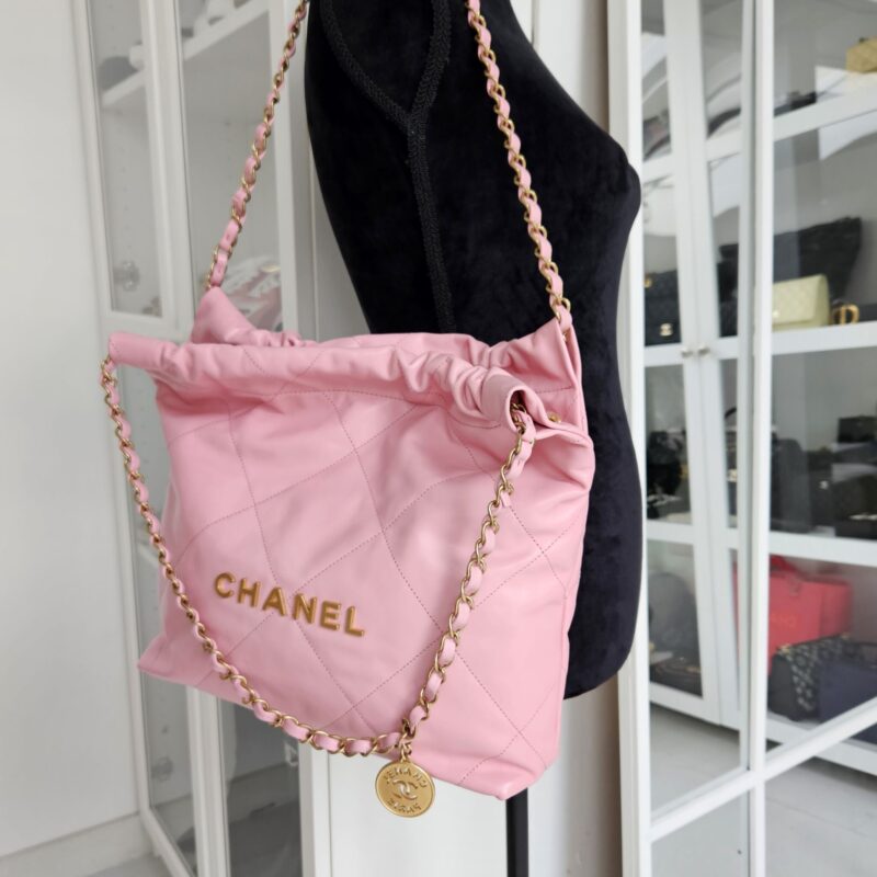 New w Tags Chanel 19 WOC Pink Denim Fabric/Leather Clutch Mini O-Bag