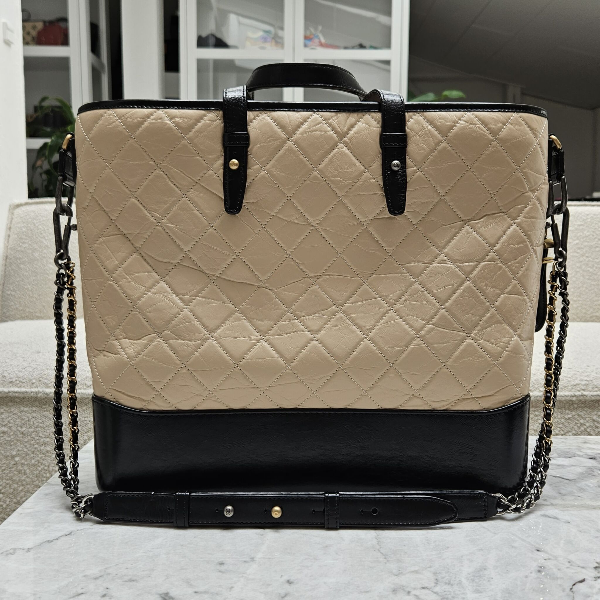 Chanel Large Gabrielle Shopper, Beige/Black - Laulay Luxury