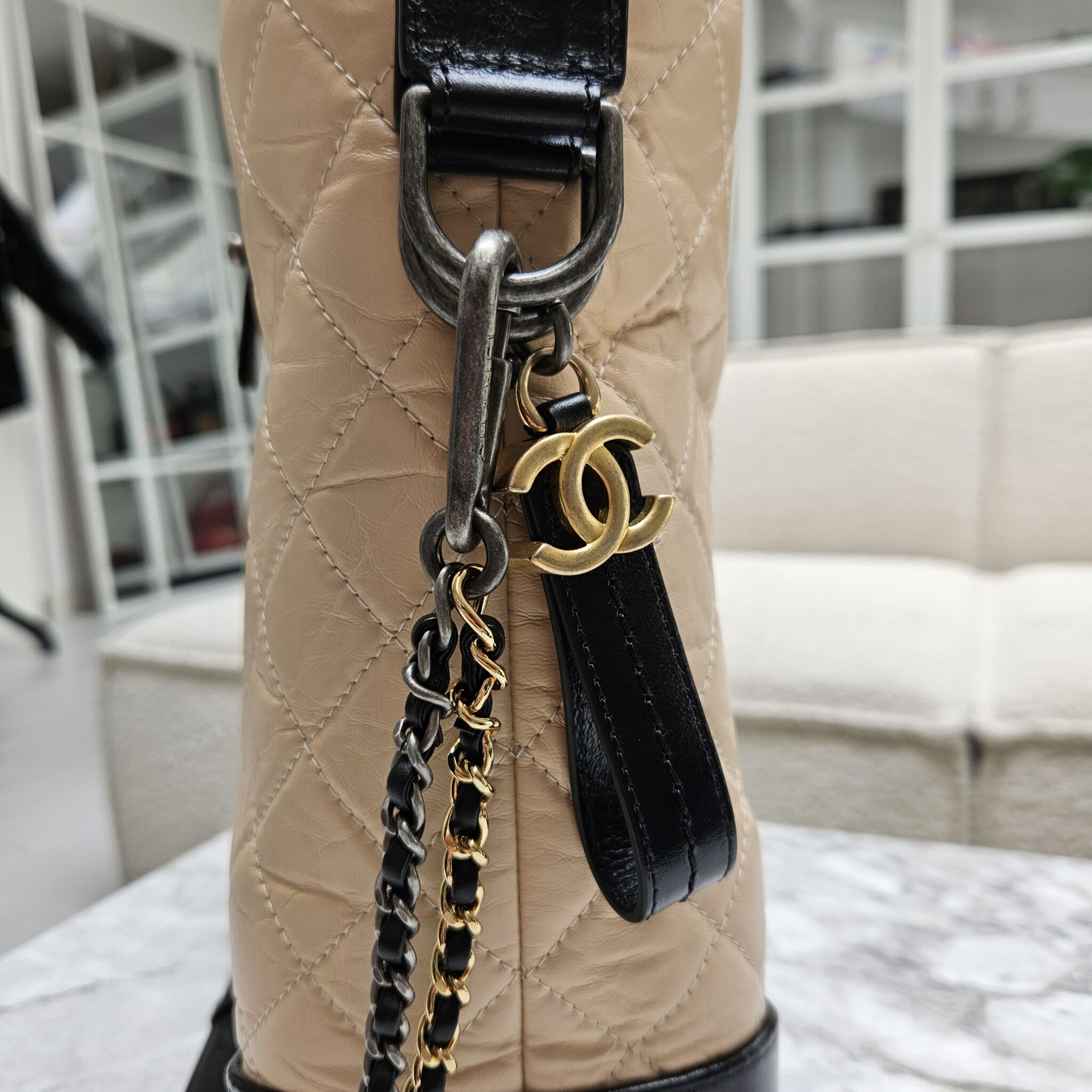 Chanel Large Gabrielle Shopper, Beige/Black - Laulay Luxury