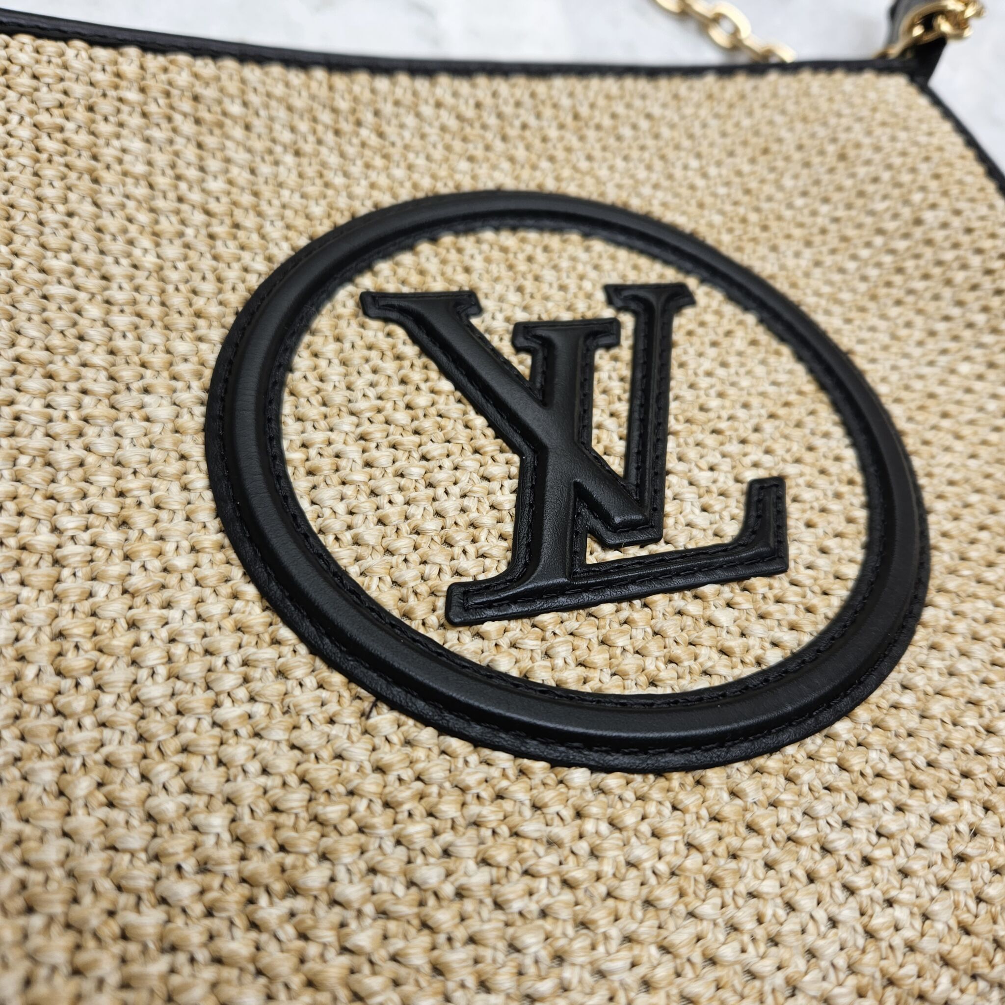 Louis Vuitton Toiletry pouch with chain, Raffia, Black/Nature