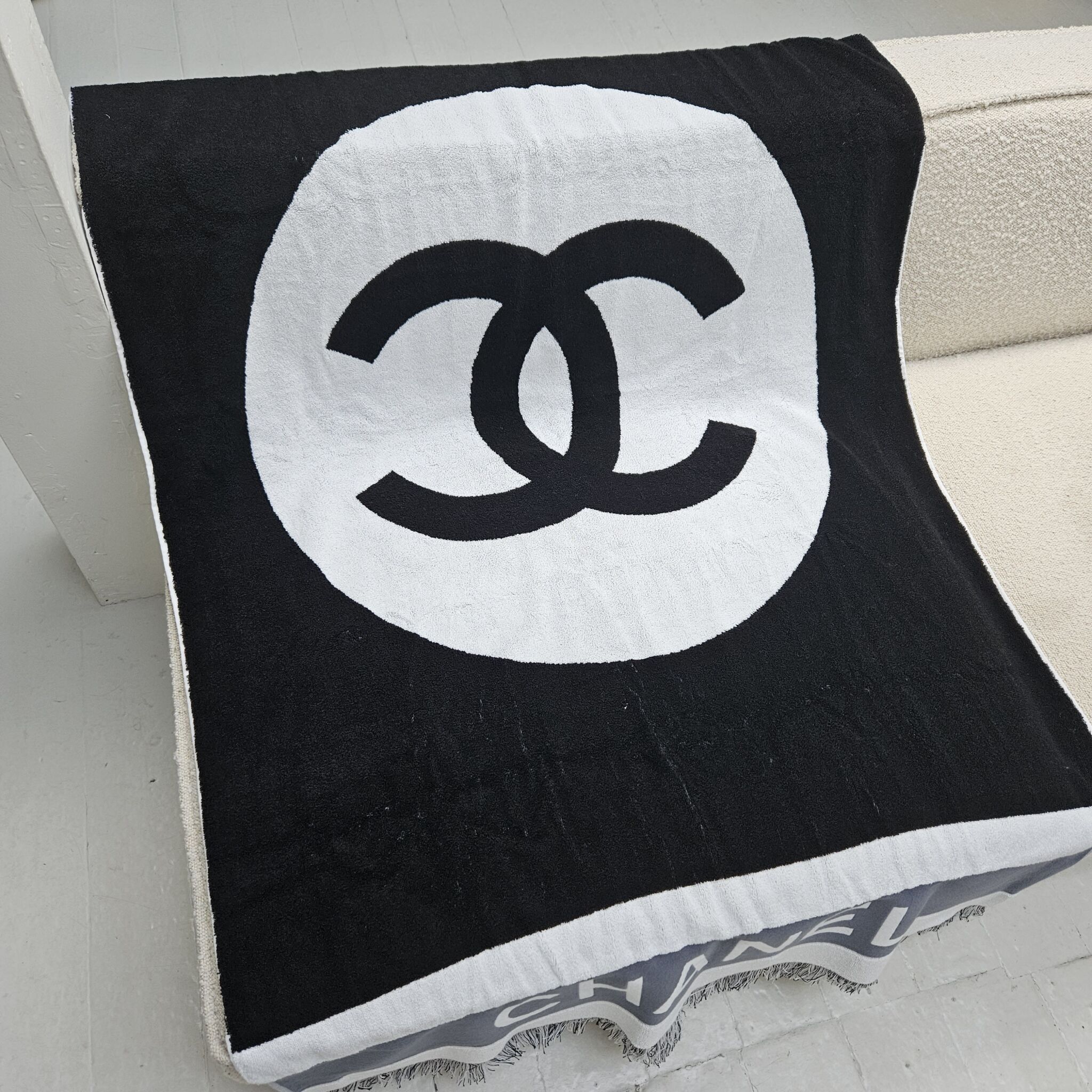 Chanel Towel, Black/White/Grey - Laulay Luxury