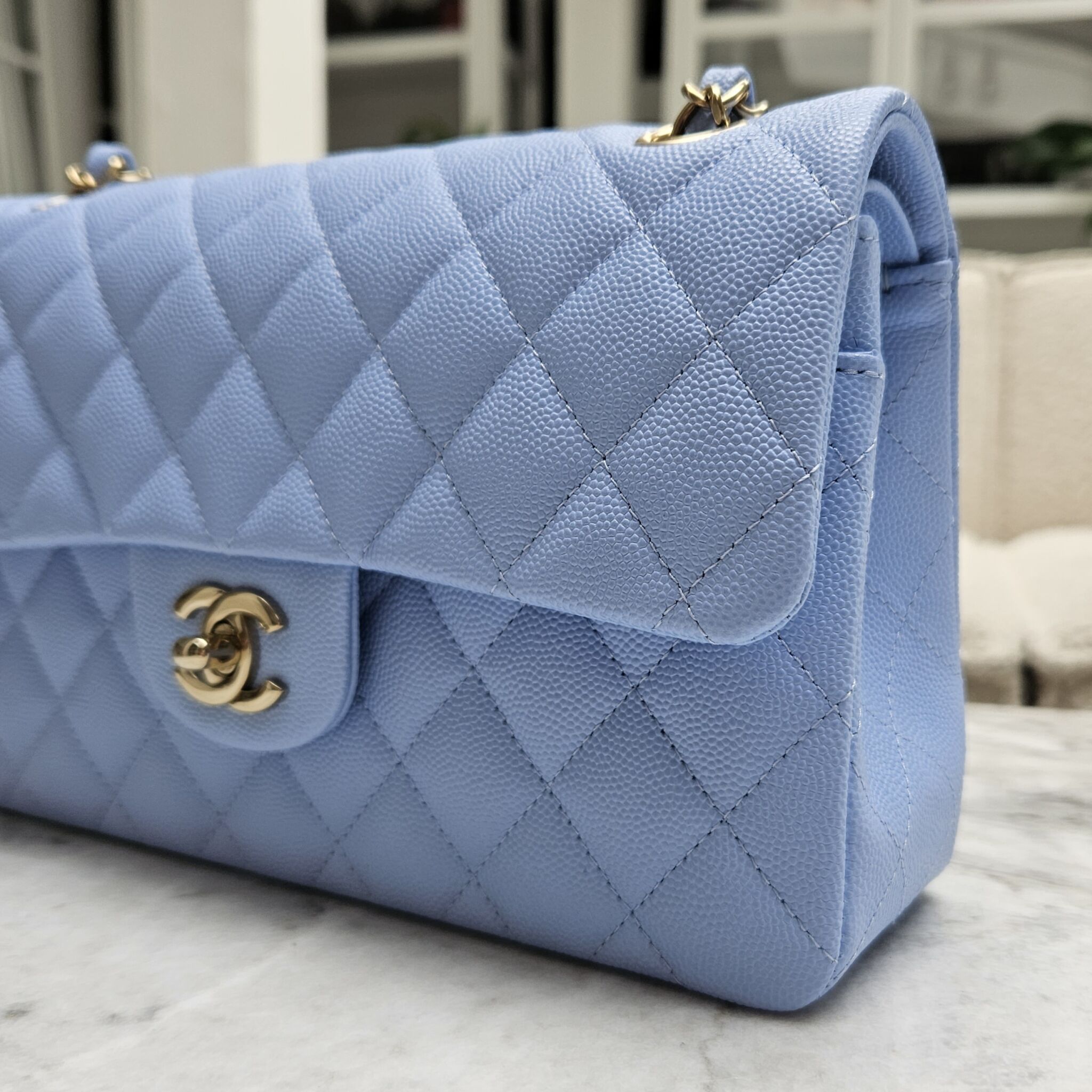 Chanel Light Blue Quilted Double Flap Bag  Chanel  ArtListings