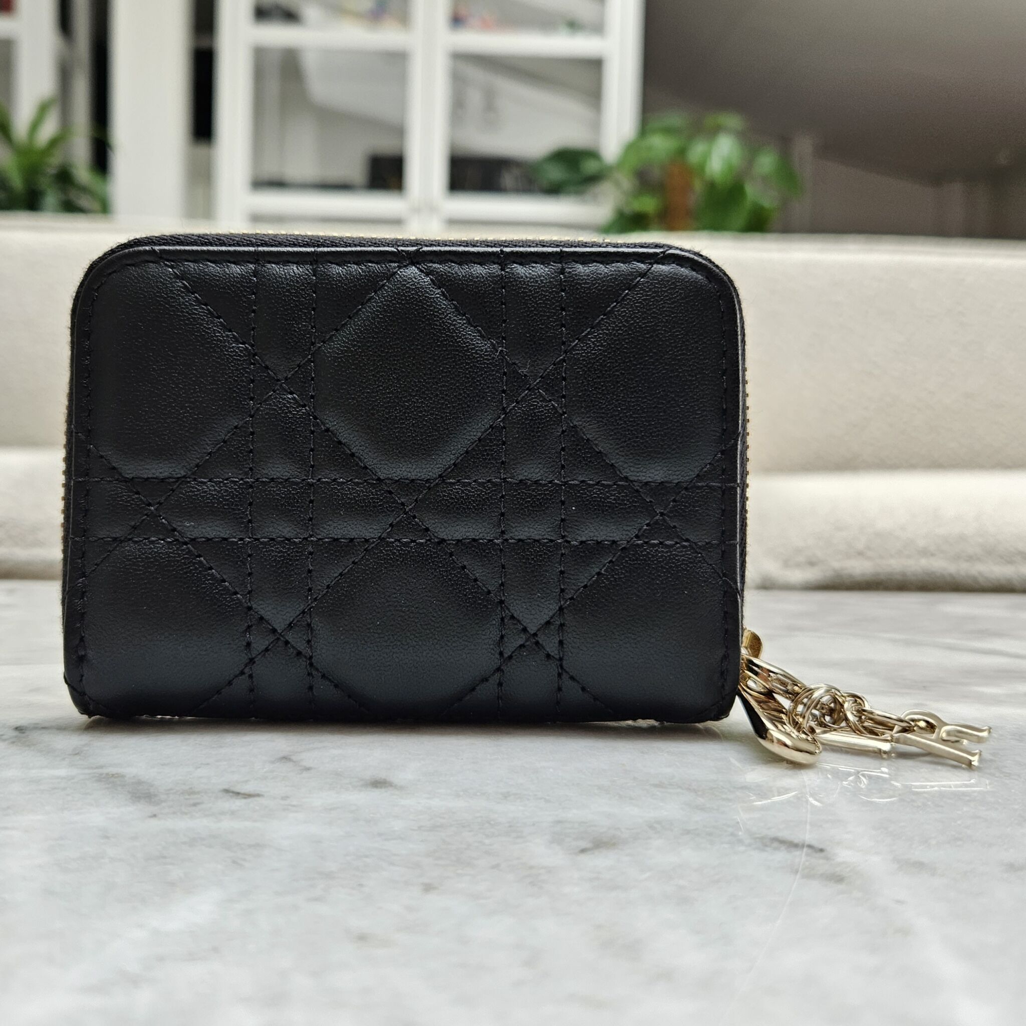 Lady Dior Voyageur Small Coin Purse Black Cannage Lambskin