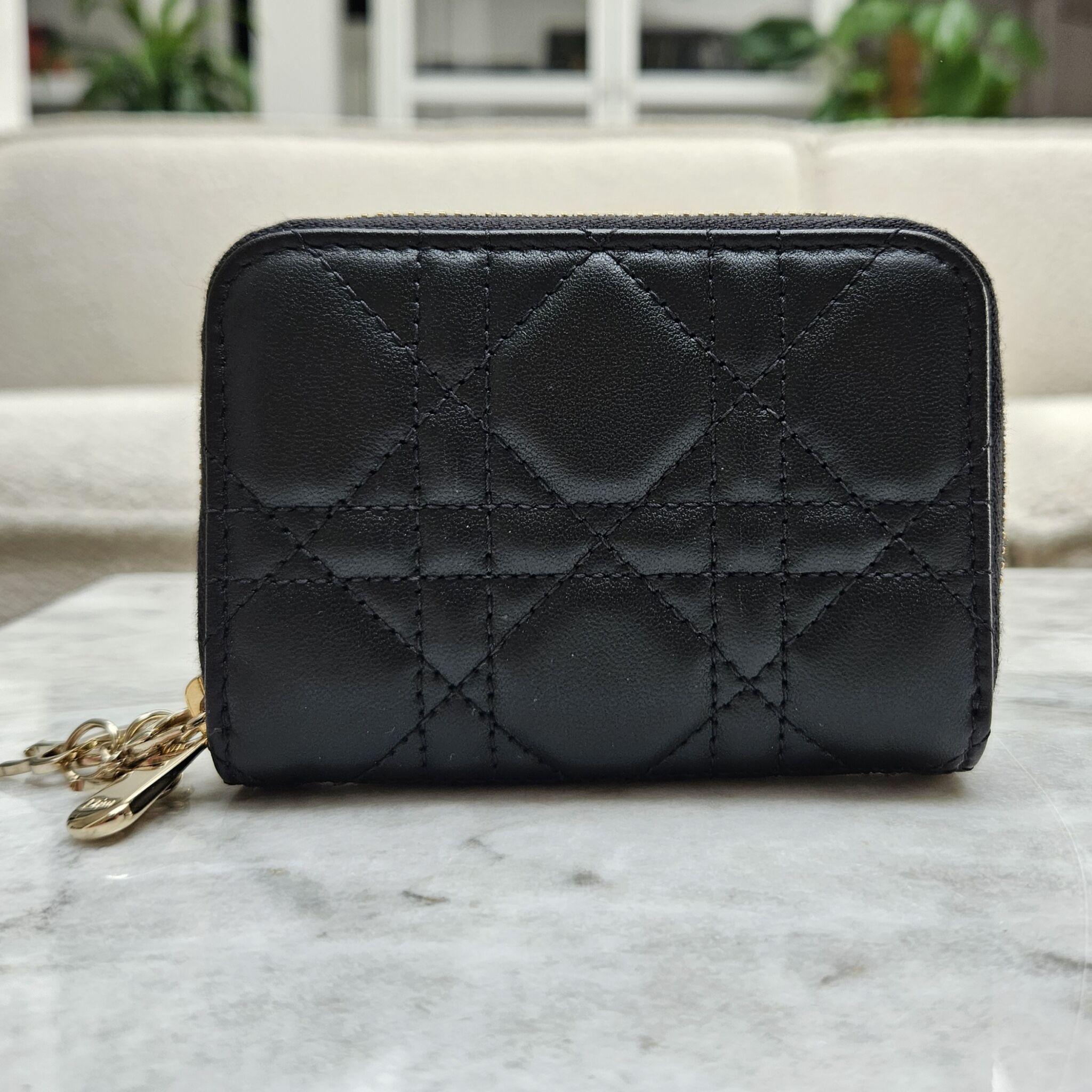 Lady Dior Voyageur Small Coin Purse Black Cannage Lambskin
