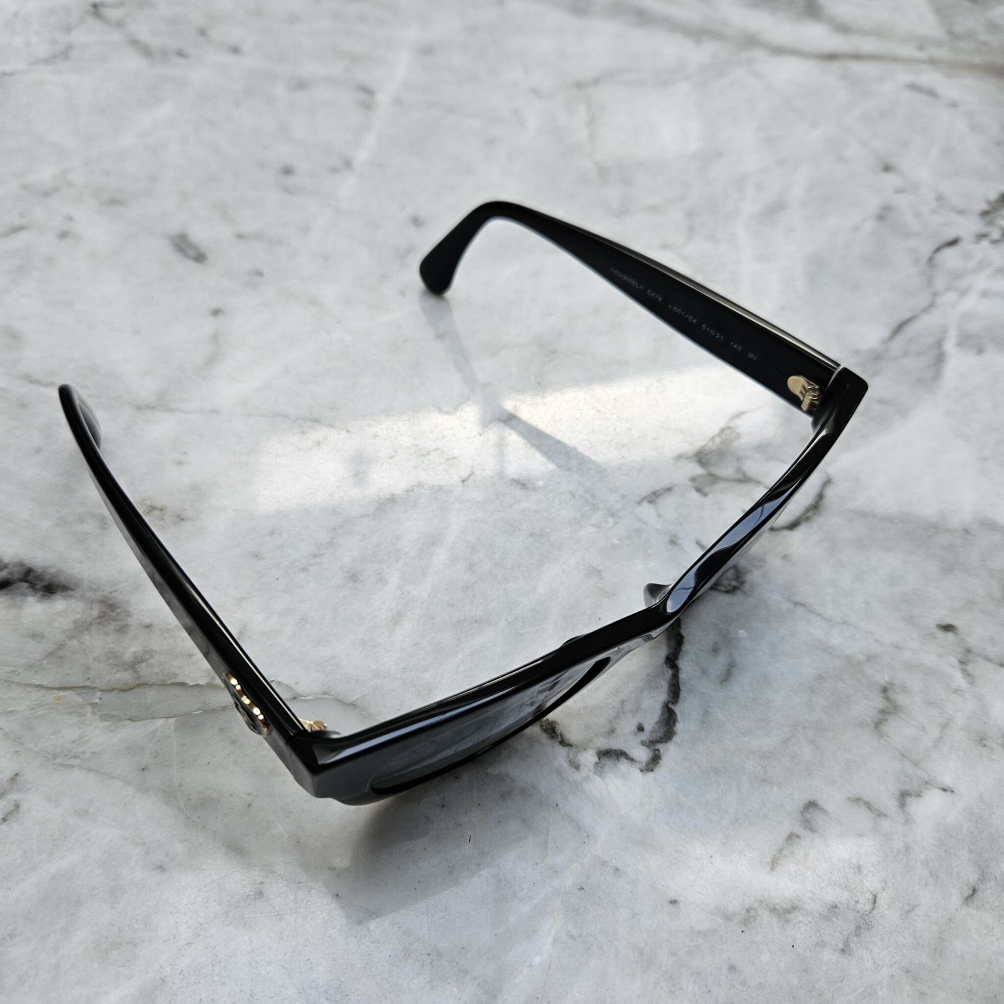 Chanel Sunglasses New Authentic 5478 c 501/S4 Black Gray Square Heart logo  ITALY