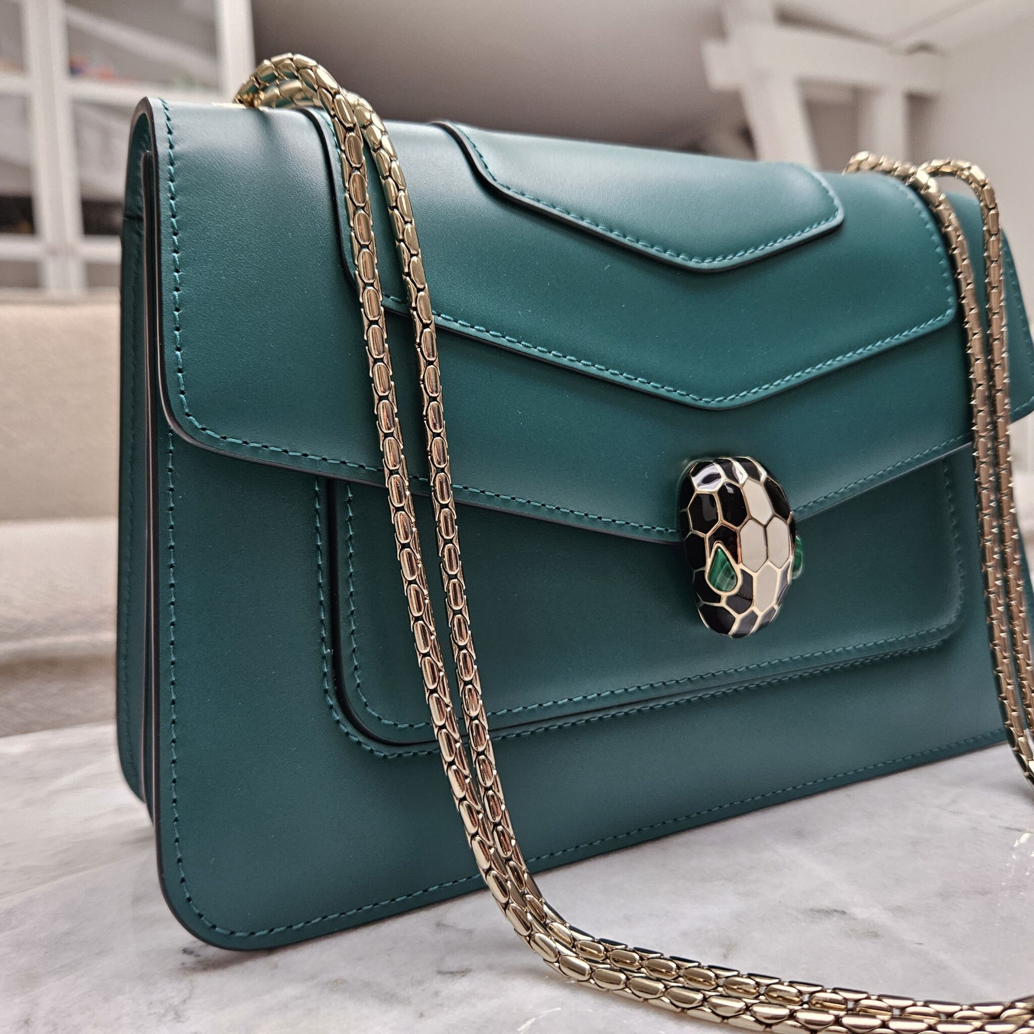 Bvlgari Women's Serpenti Forever Leather Shoulder Bag - Emerald Green One-Size