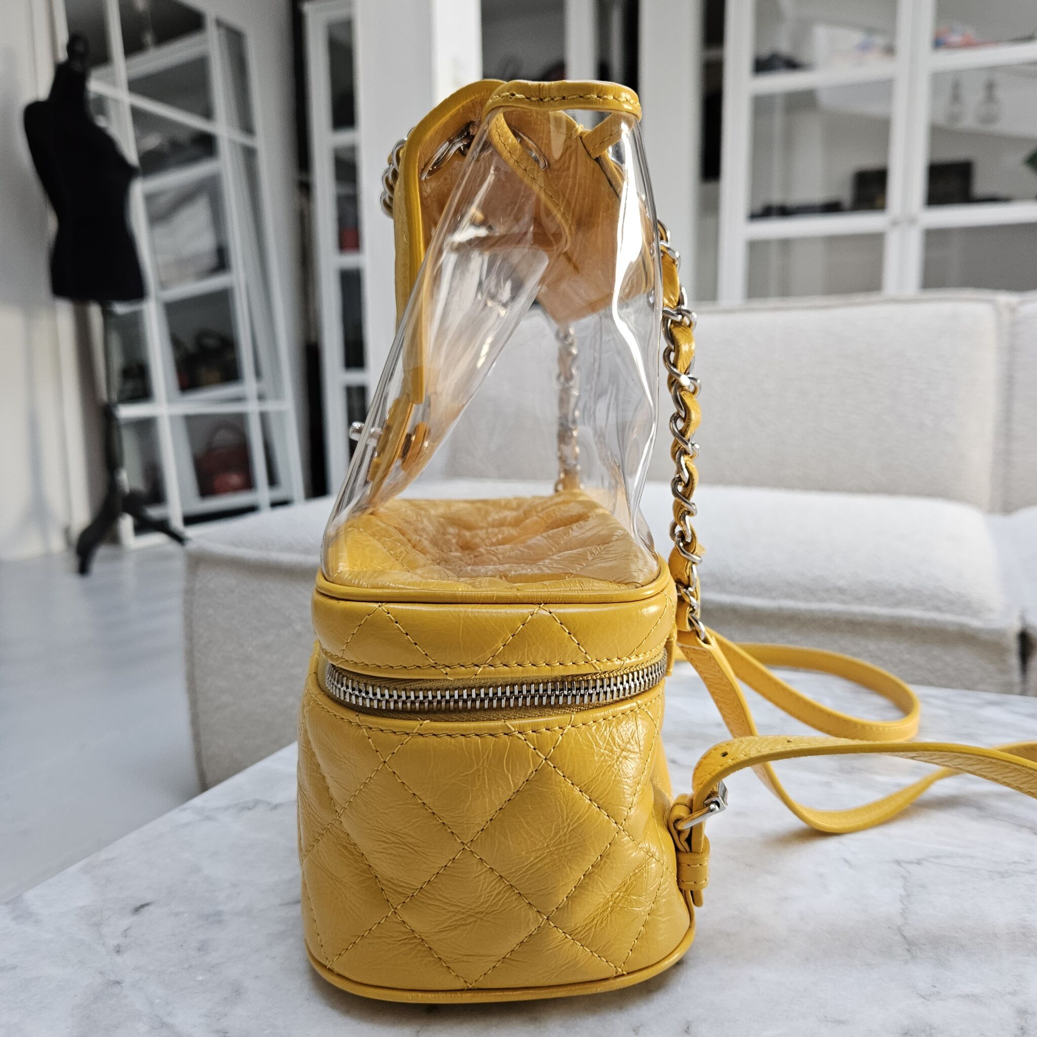 Chanel Transparent Vanity Backpack, Yellow SHW - Laulay Luxury