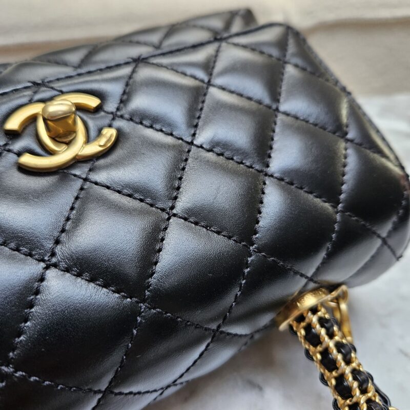 Chanel Leather Woven Coco Handle, Shiny calfskin, Black GHW