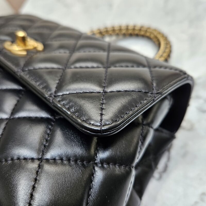 Chanel Leather Woven Coco Handle, Shiny calfskin, Black GHW