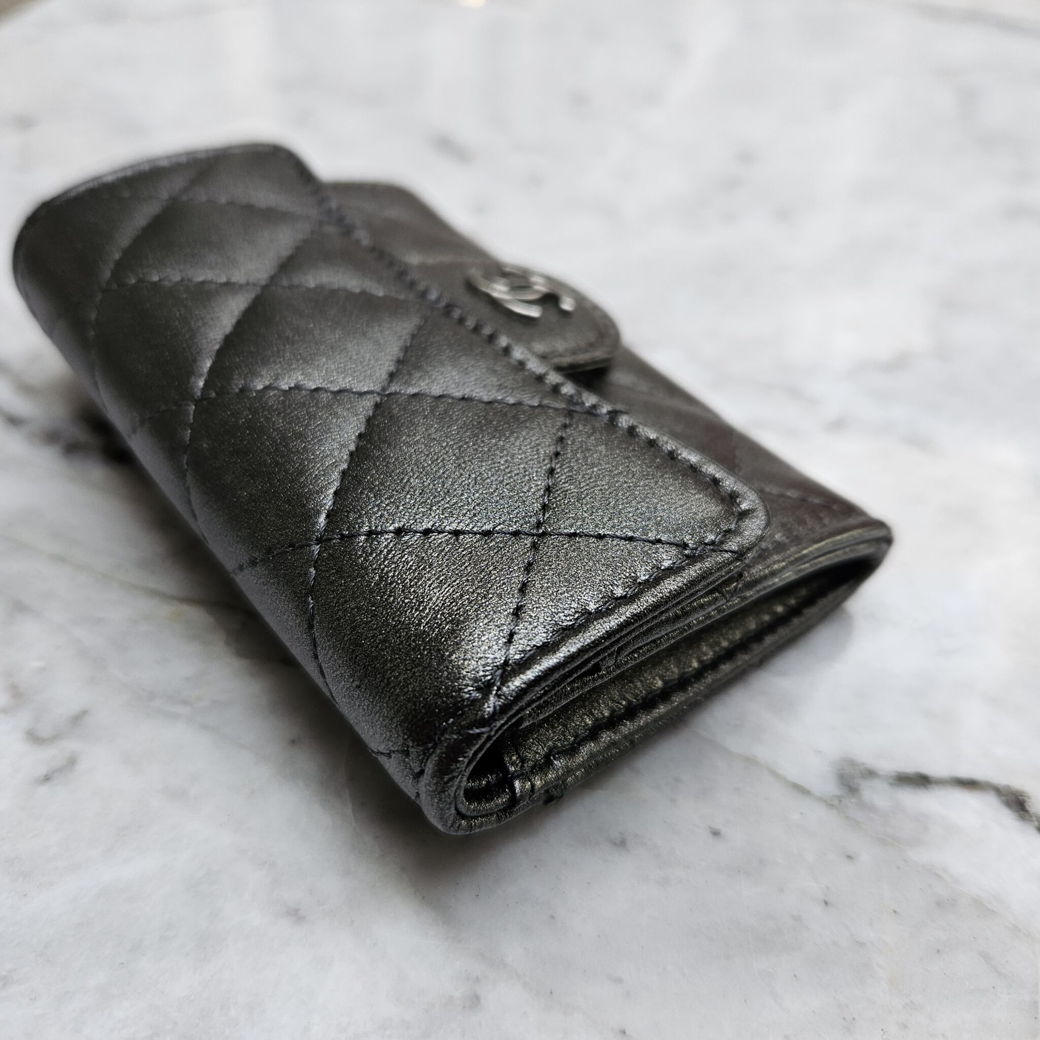 Chanel Flap Cardholder, Lambskin, Anthracite SHW - Laulay Luxury