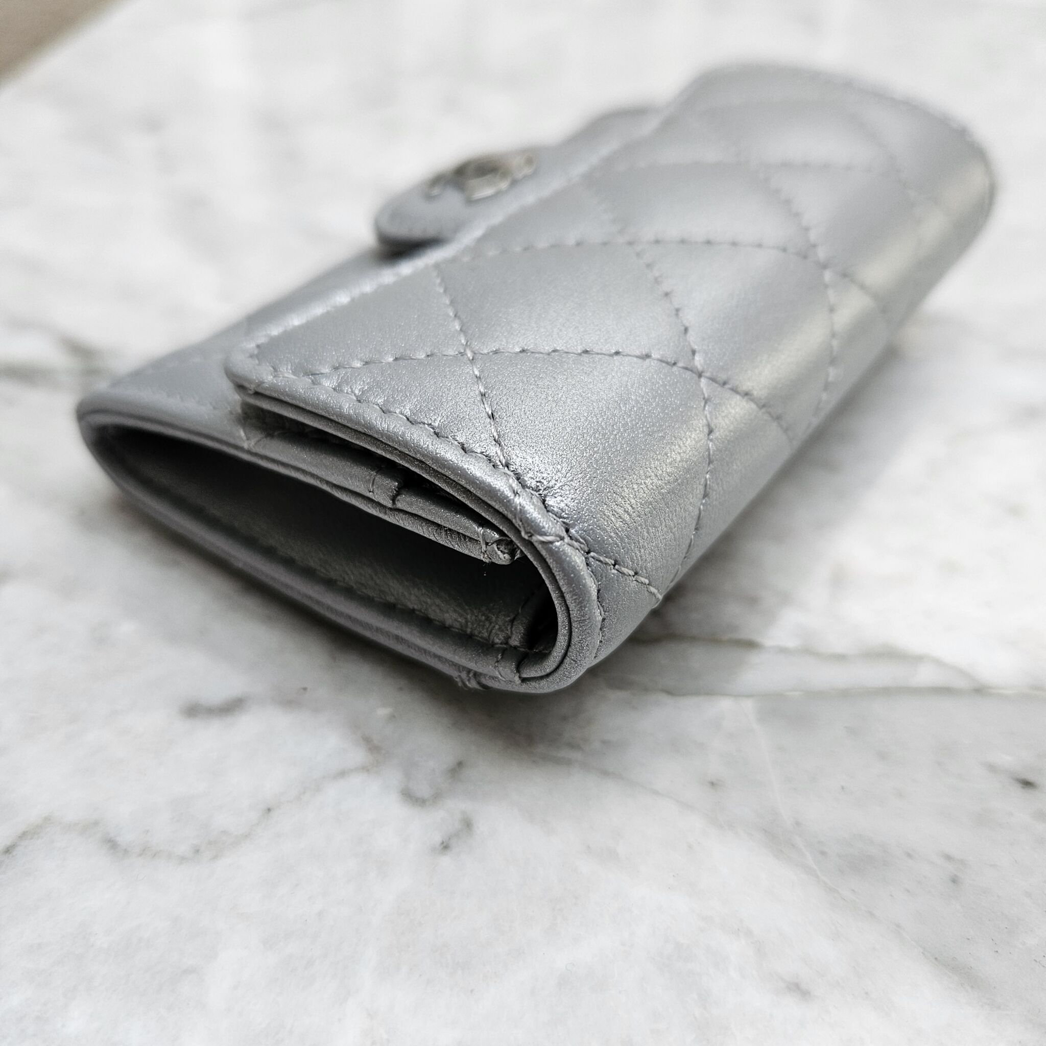 Chanel Flap Cardholder, Lambskin, Silver SHW - Laulay Luxury