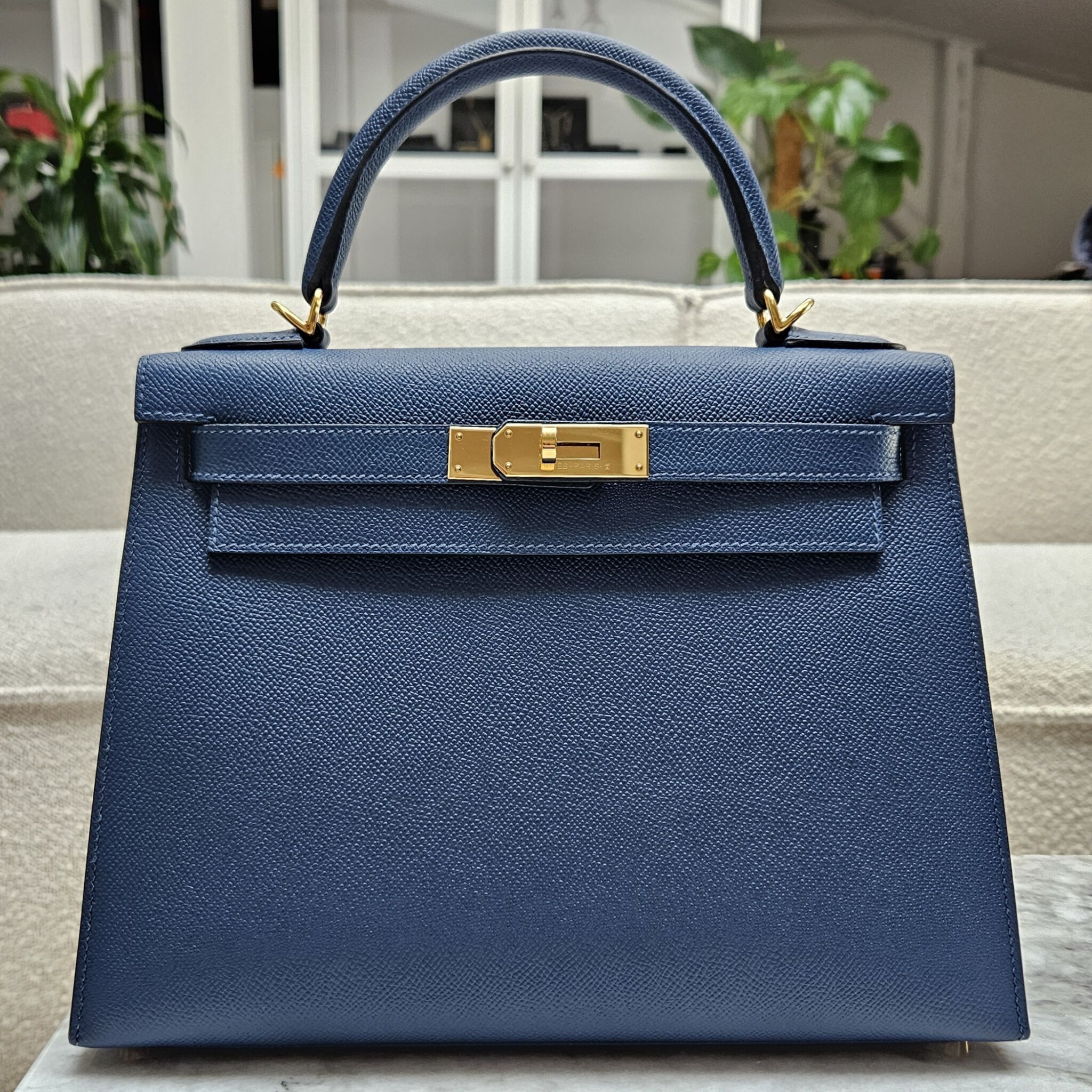 Hermes Kelly 28 Sellier, Royal Blue Epsom Leather with Gold