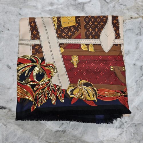 Louis Vuitton - Trunks and Bags Cotton and Silk Pink Scarf