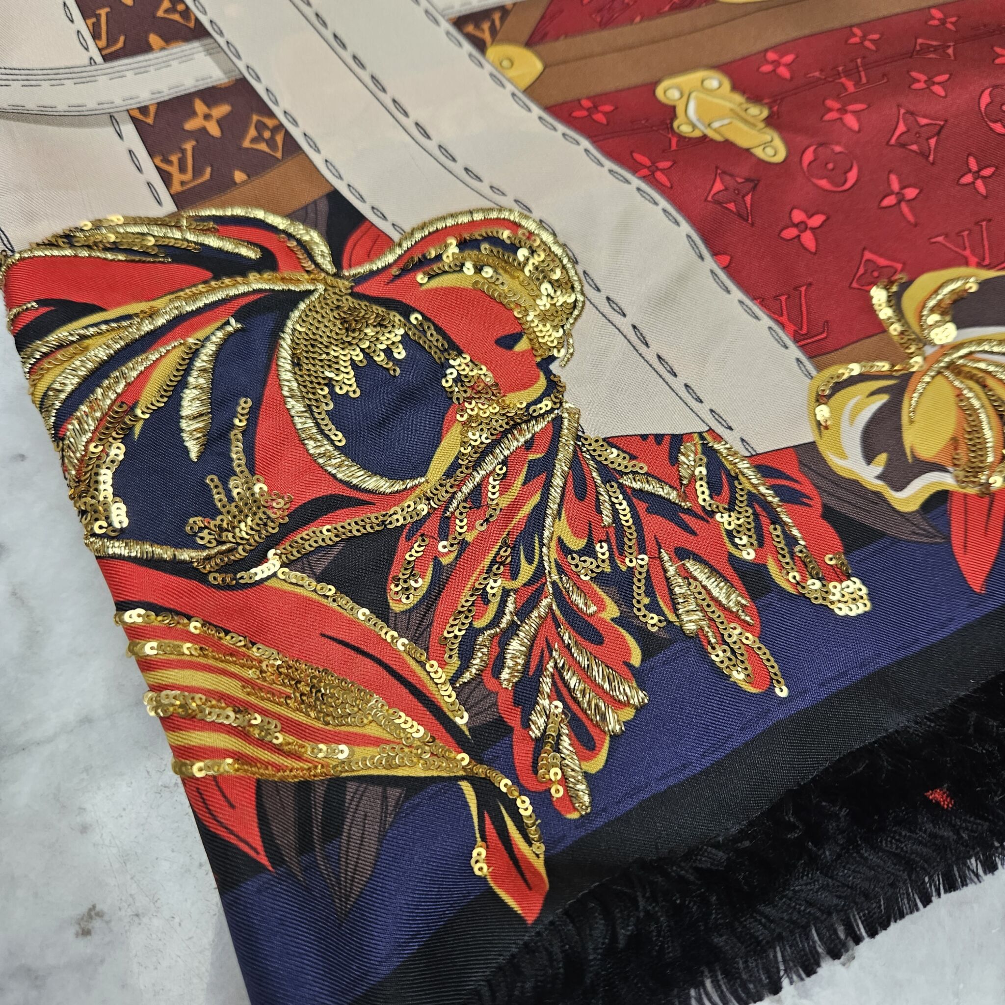 Louis Vuitton multi Set of 2 Match BB Silk Scarves (120cm x 5cm)