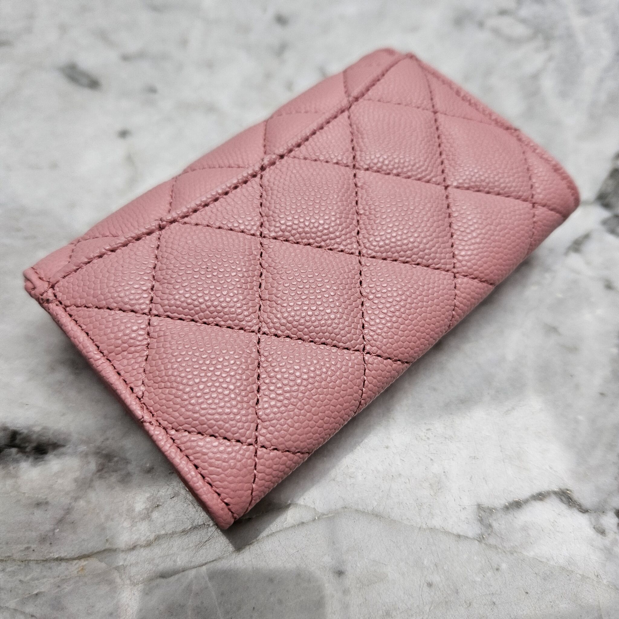 Chanel 22C Flap Cardholder, Caviar, Sakura Pink GHW - Laulay Luxury