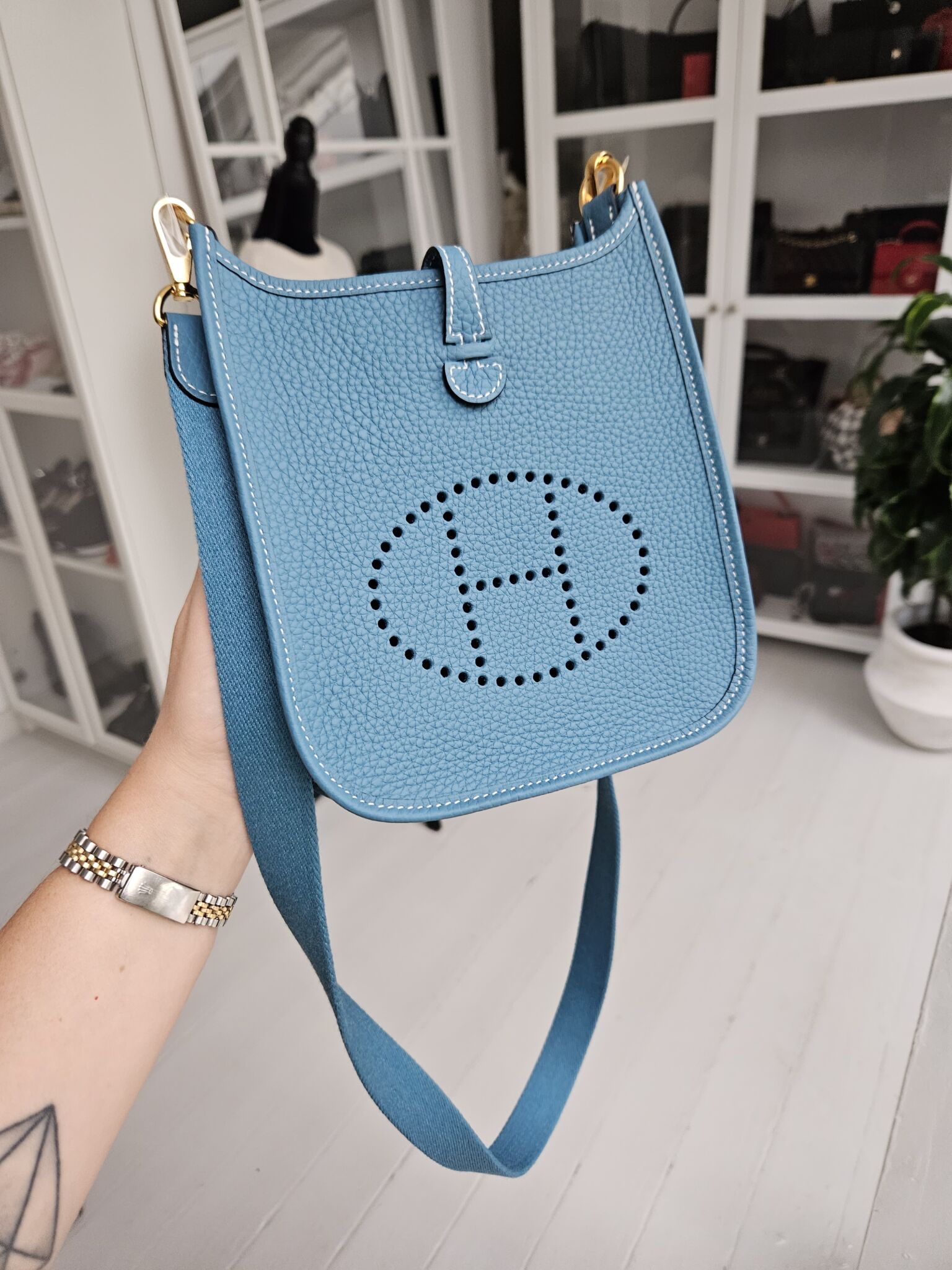 Hermes Mini Evelyn Blue Paradise