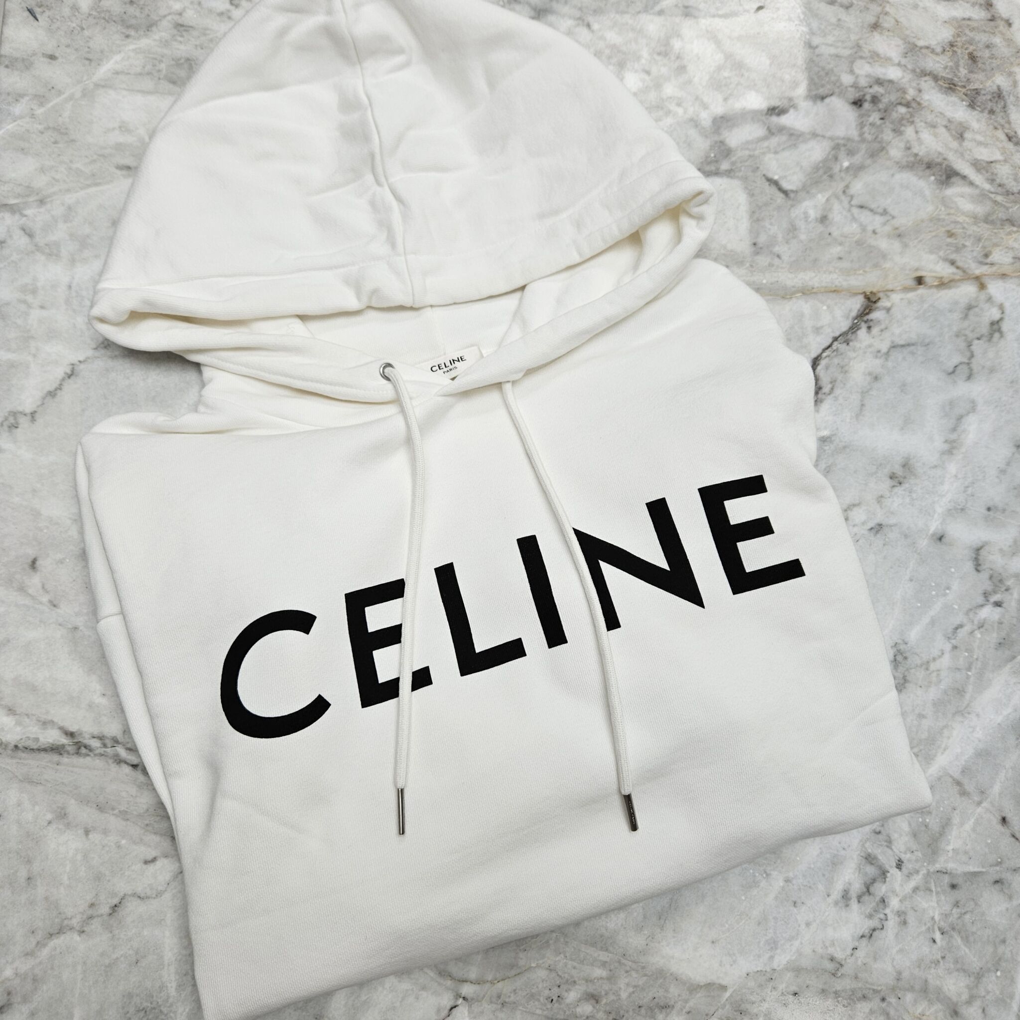 Celine Hoodie, Cotton, White/black, Small - Laulay Luxury