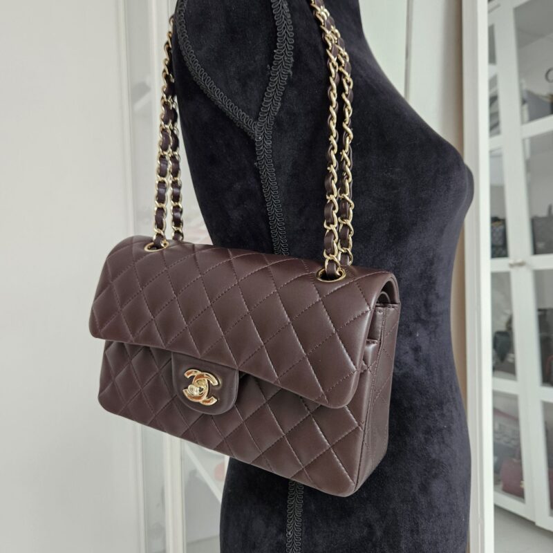 Chanel 21A Small Classic, Lambskin, Dark Brown GHW - Laulay Luxury