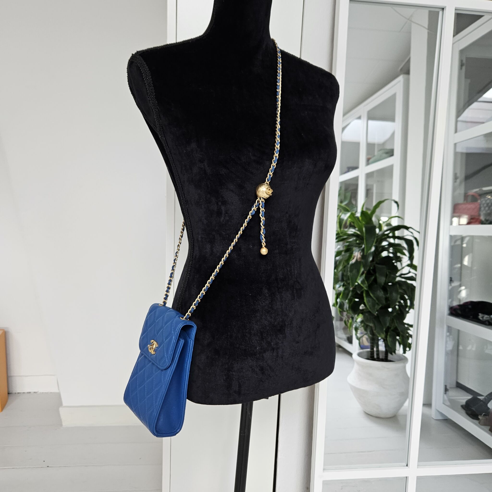 Chanel Pearl Crush Phone Bag, Lambskin, Blue GHW - Laulay Luxury