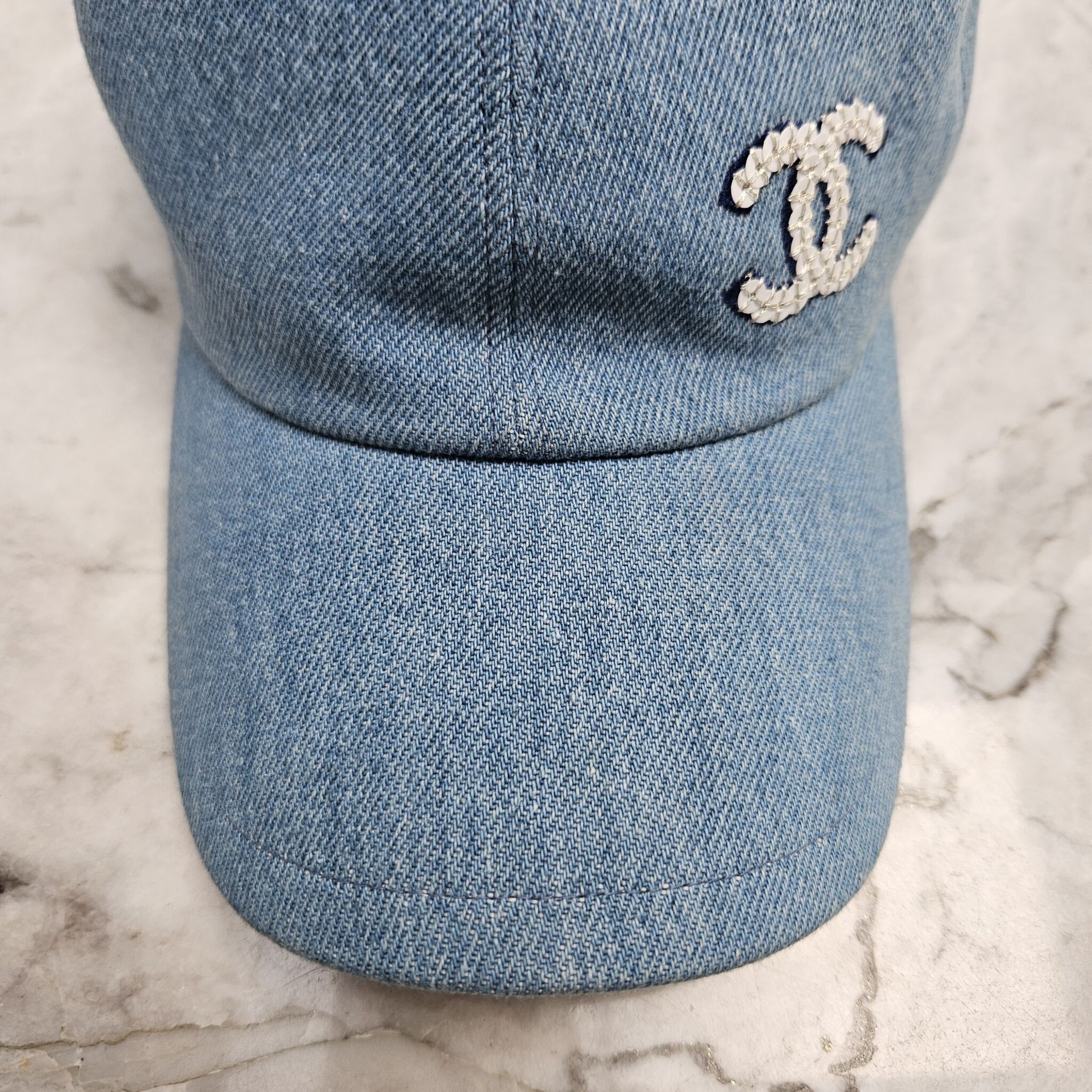 SAINT LAURENT Embellished denim baseball cap