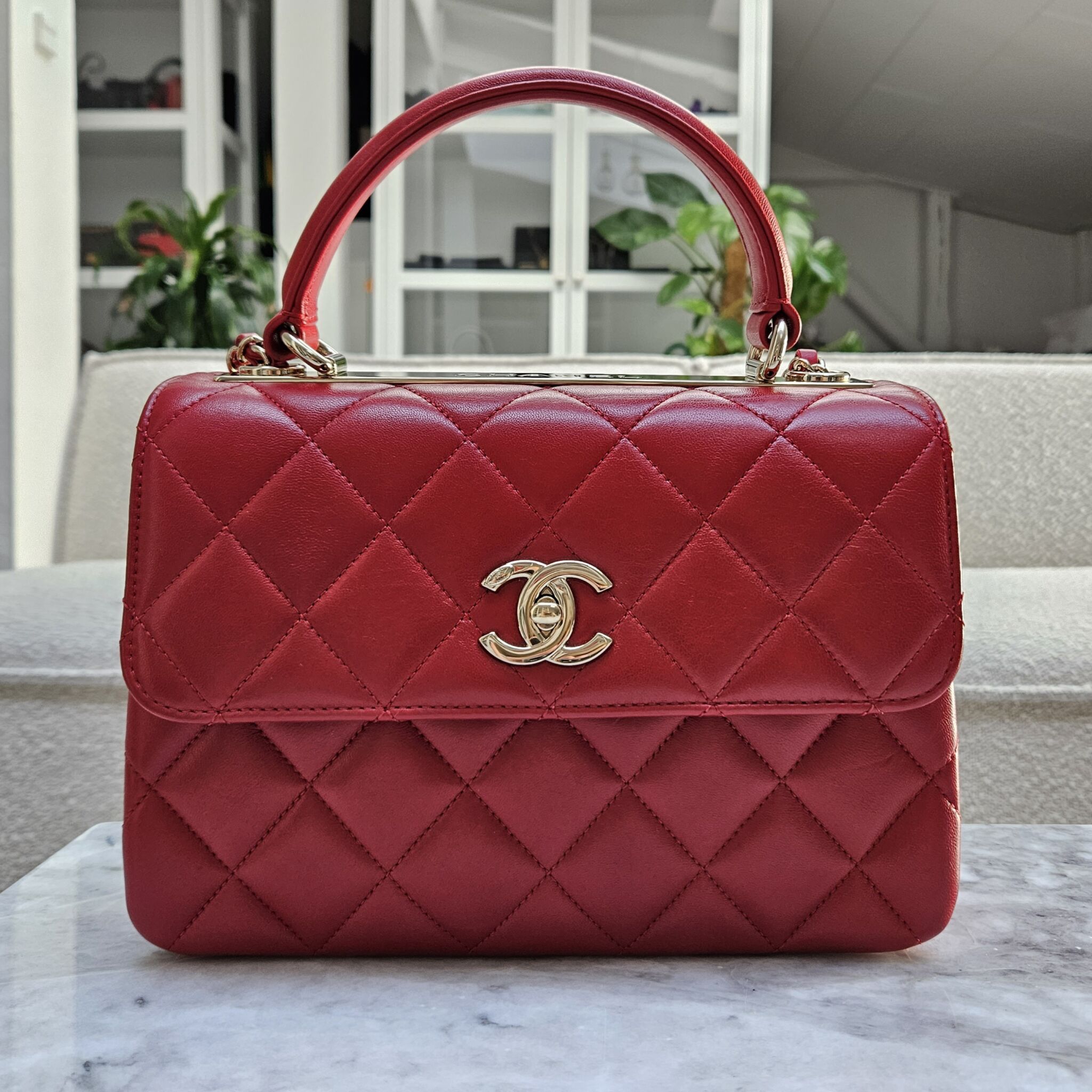 Chanel Small Trendy CC Lambskin Red GHW Laulay Luxury