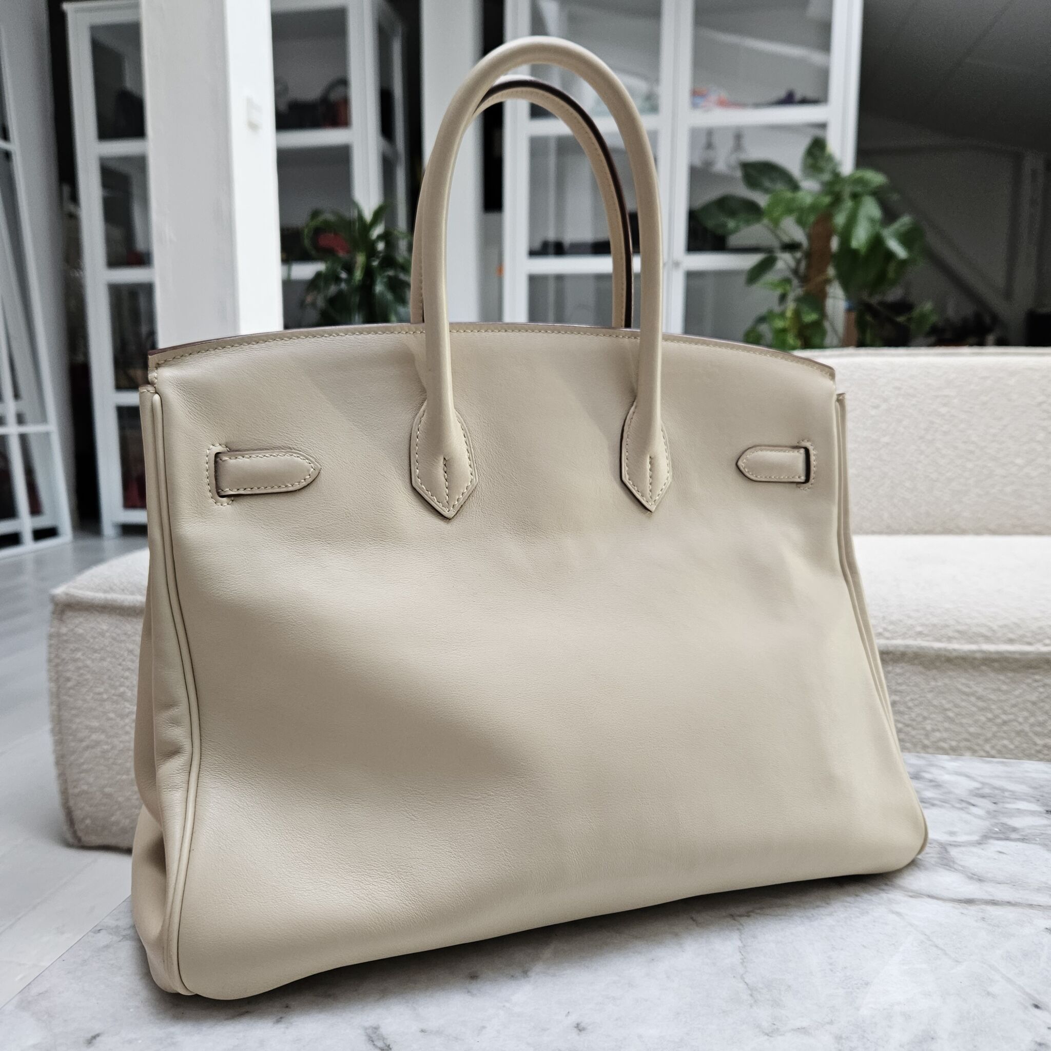 Hermes Birkin Handbag Parchemin Swift with Palladium Hardware 35