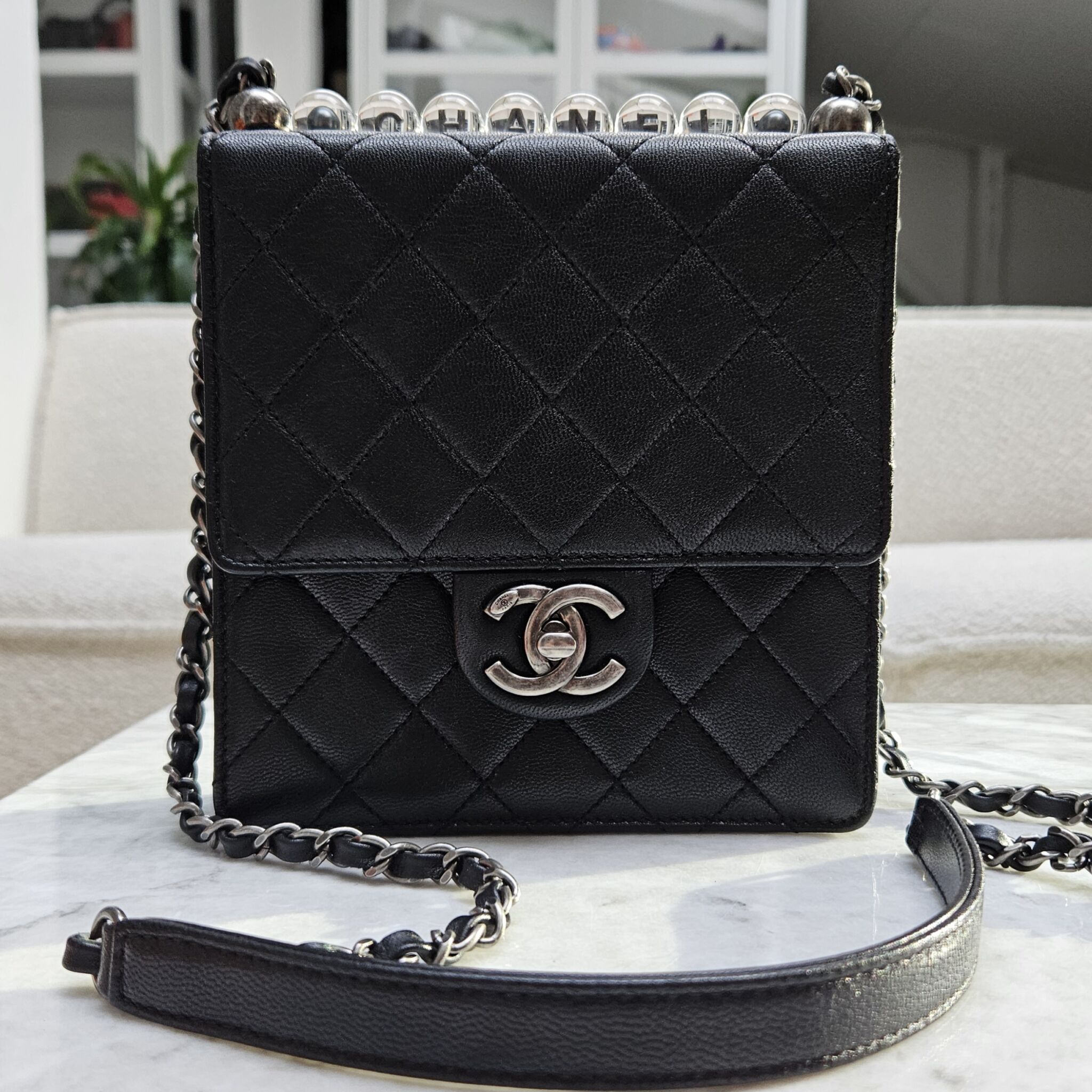 Chanel Chic Pearl Square Flap, Goatskin, Black SHW - Laulay Luxury