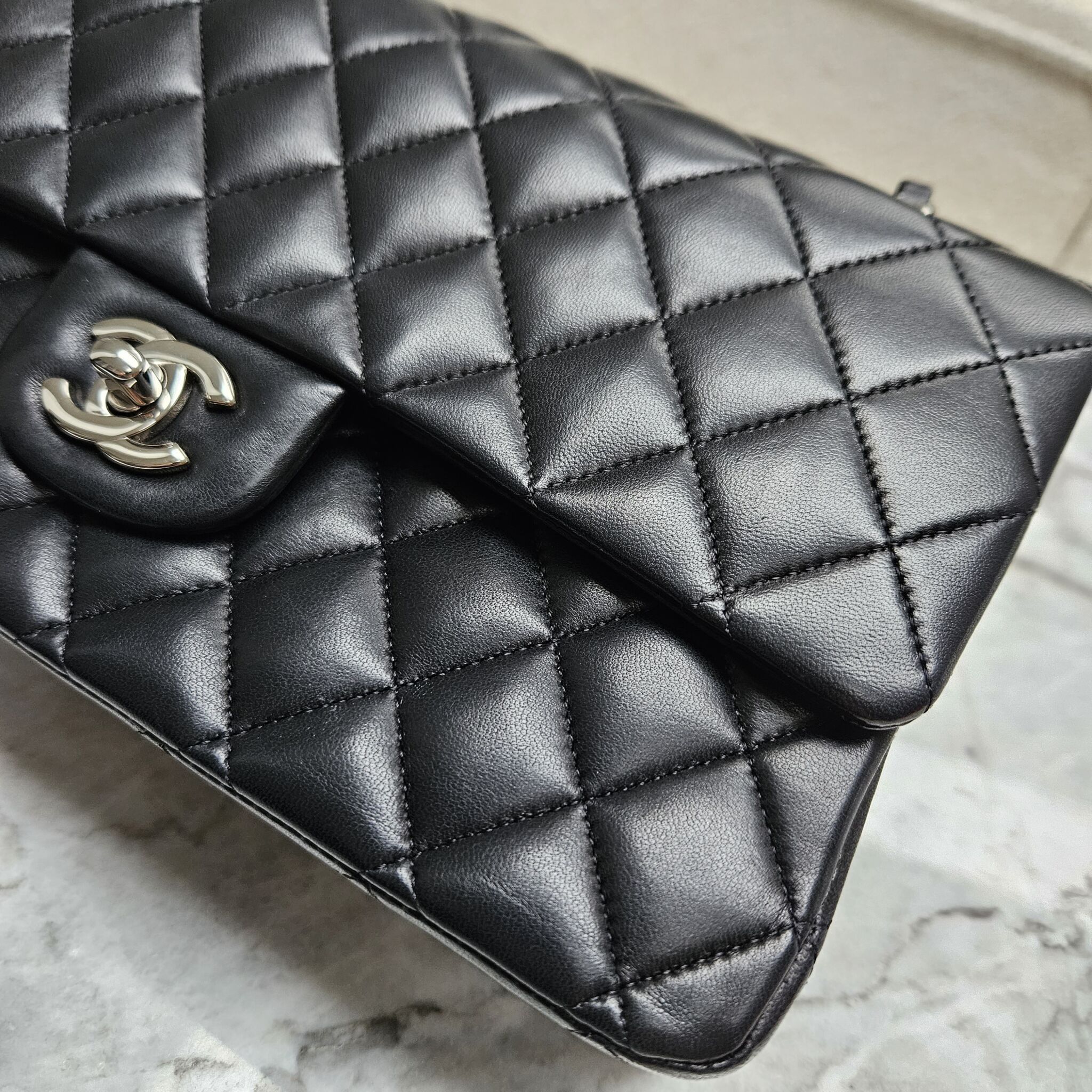 Chanel Vintage Medium Classic, Lambskin, Black SHW - Laulay Luxury