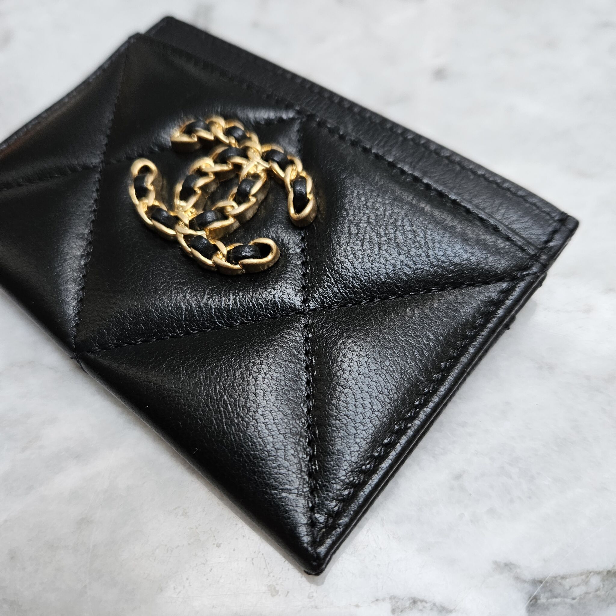 Chanel 19 Cardholder, Lambskin, Black GHW - Laulay Luxury