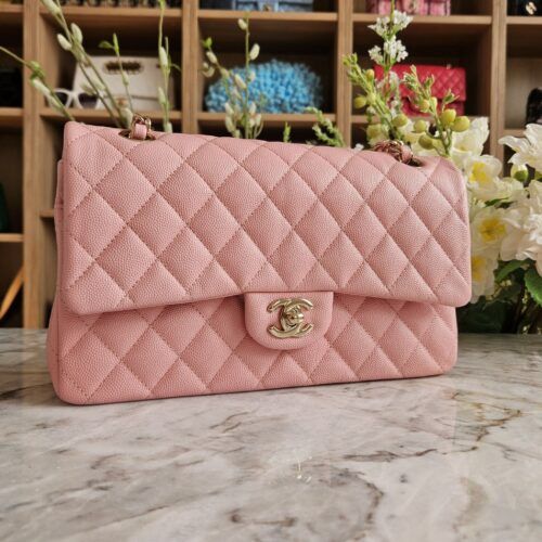 Chanel 22C Medium Classic, Caviar, Sakura Pink LGHW