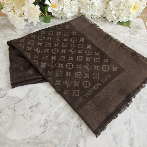 Louis Vuitton Shawl, Uld/Silke, Brun