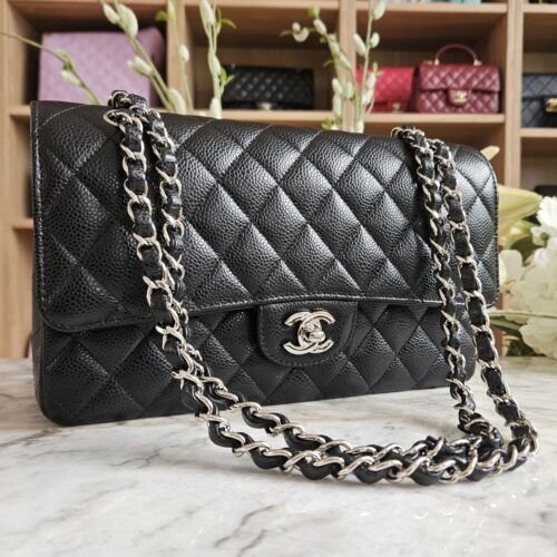 Chanel Medium Classic, Caviar, Sort SHW